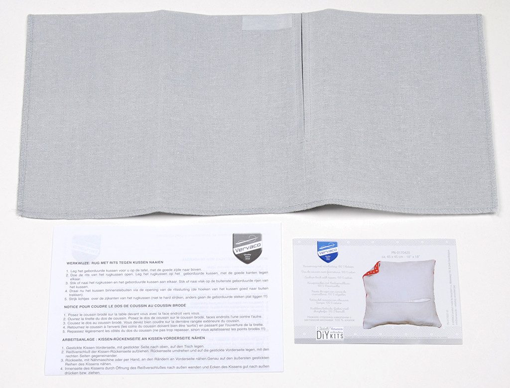 Vervaco Kreativset Kissenrücken mit Reißverschluss für Stickkissen oder Knüpfkissen, (Set, Vervaco embroidery Kit), Made in Europe