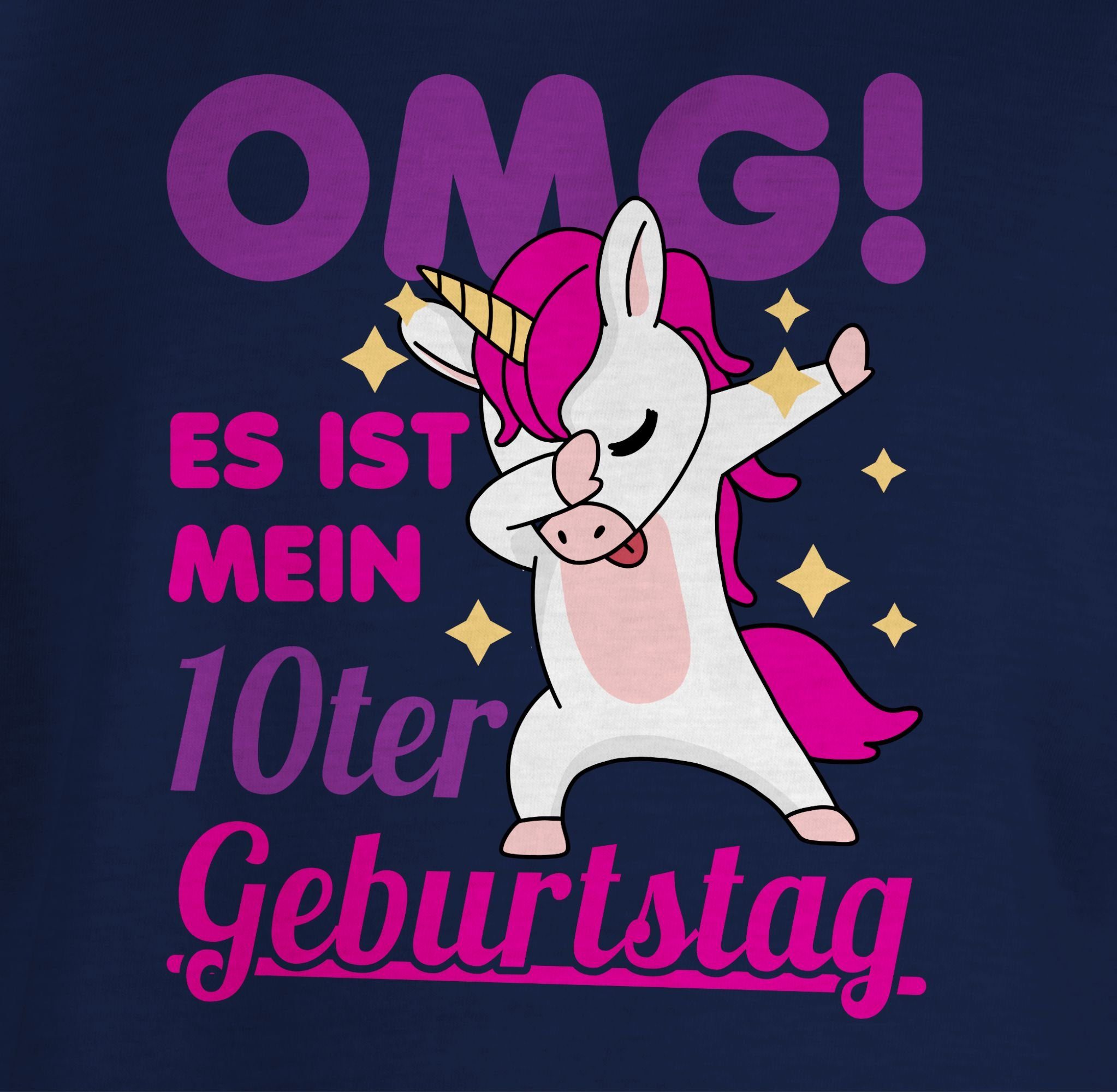 Es Geburtstag T-Shirt 1 ist Shirtracer Einhorn OMG! Geburtstag Dabbendes Dunkelblau mein zehnter 10.