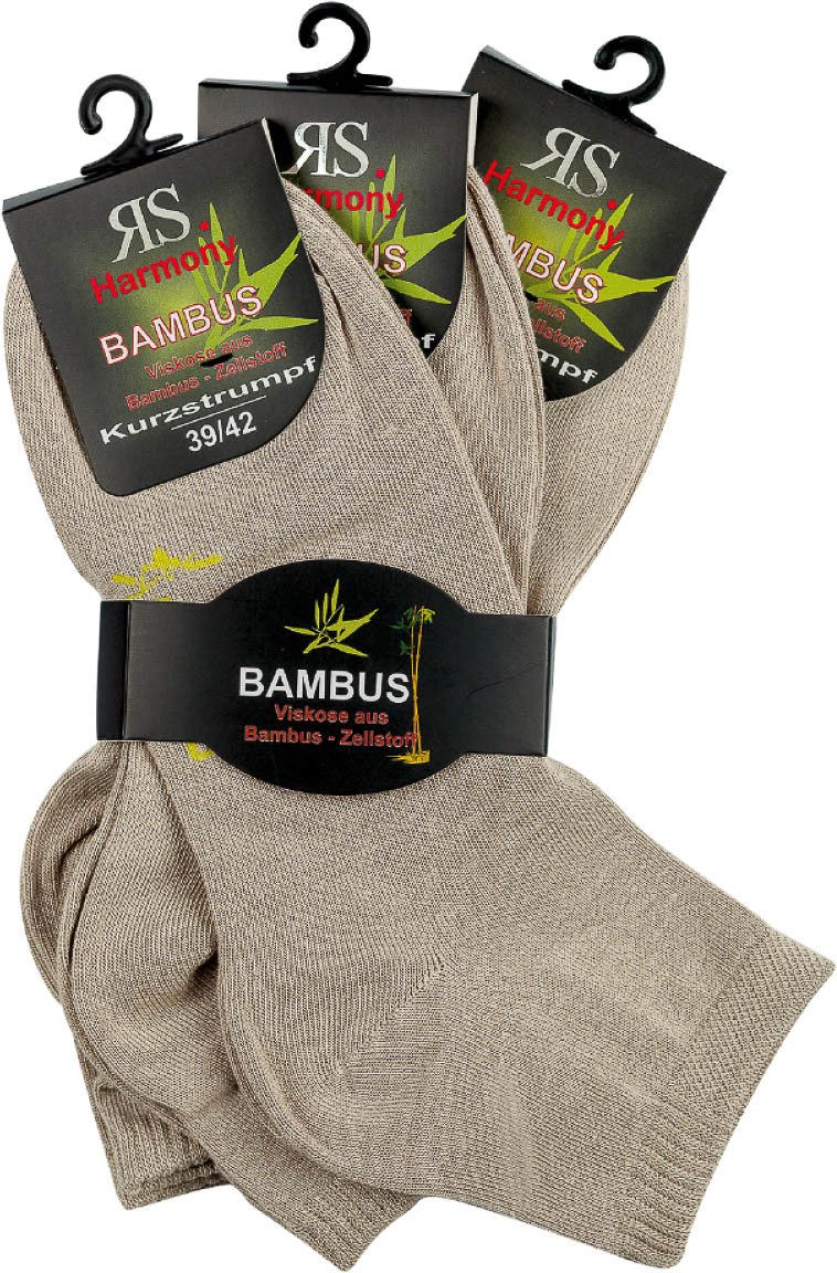 RS Harmony Socken 3 Paar RS. Harmony 43017 BAMBUS Kurzstrümpfe beige 3 Größen