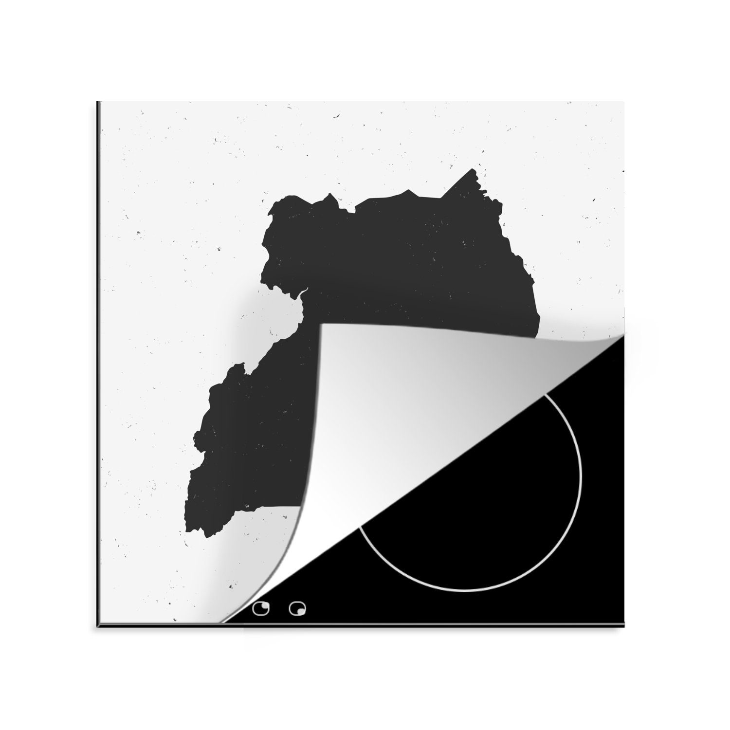Arbeitsplatte tlg), für Uganda Vinyl, weißen cm, Flecken, mit Ceranfeldabdeckung, 78x78 von Herdblende-/Abdeckplatte einem Hintergrund (1 MuchoWow Illustration auf küche