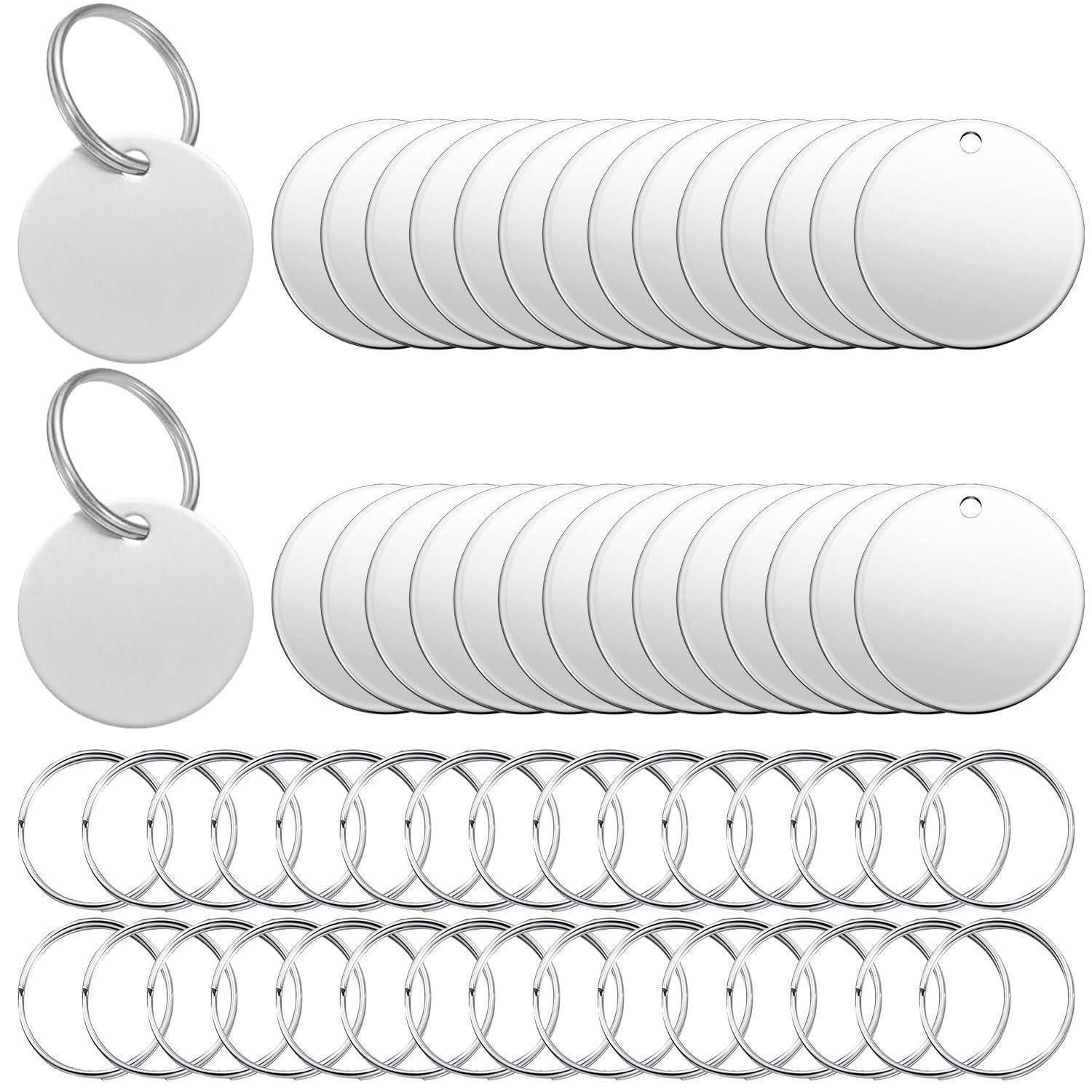 LuxusKollektion Taschenanhänger Anhänger Edelstahl Blanko 30 St. Rund Dogtag Schlüsselanhänger (30-St)
