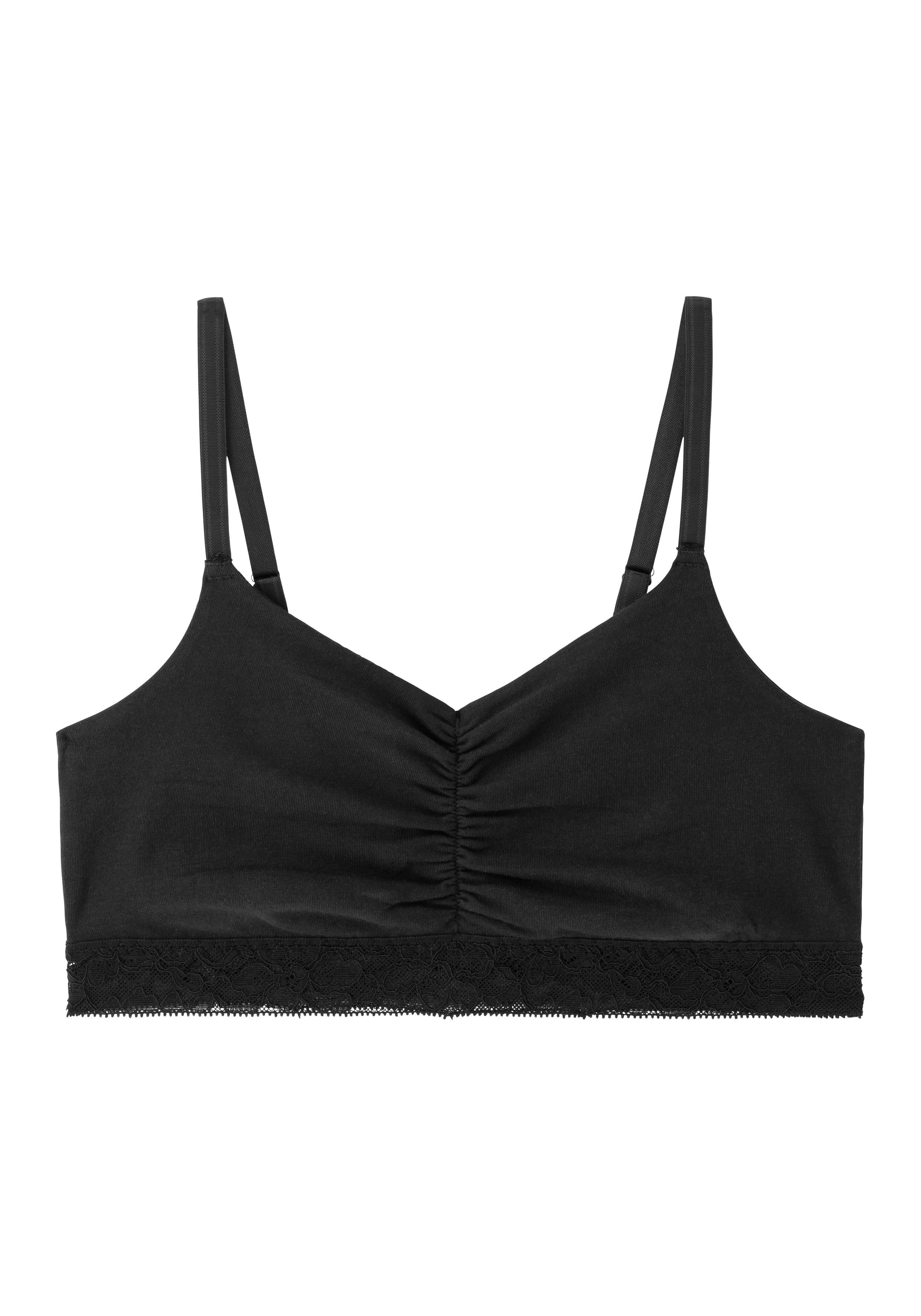 Schiesser Bustier mit Spitzenbündchen und Raffung vorn, Mit Spitzenbund +  vorne gerafft