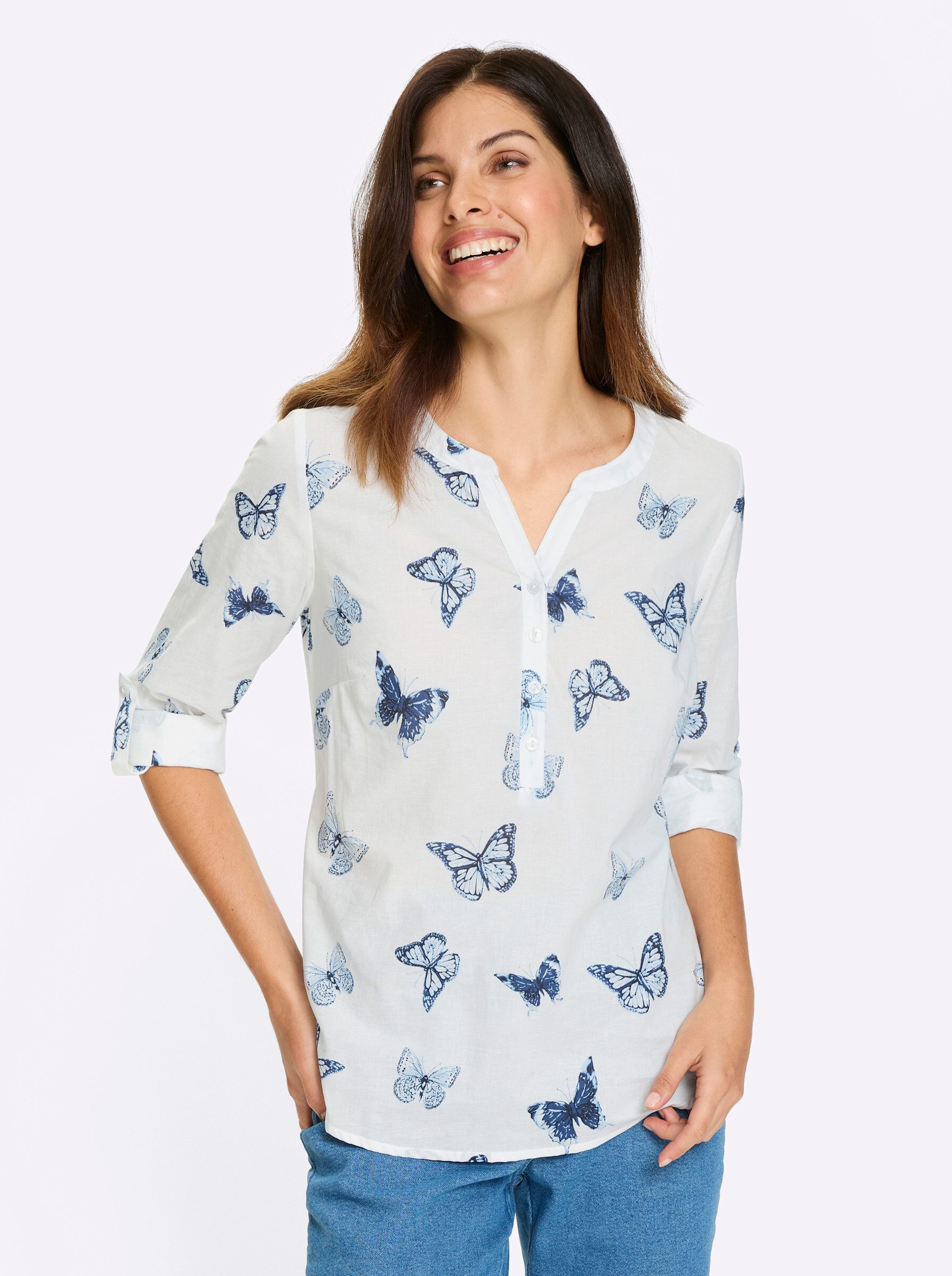 Sieh an! Klassische Bluse Baumwollbluse günstig online kaufen