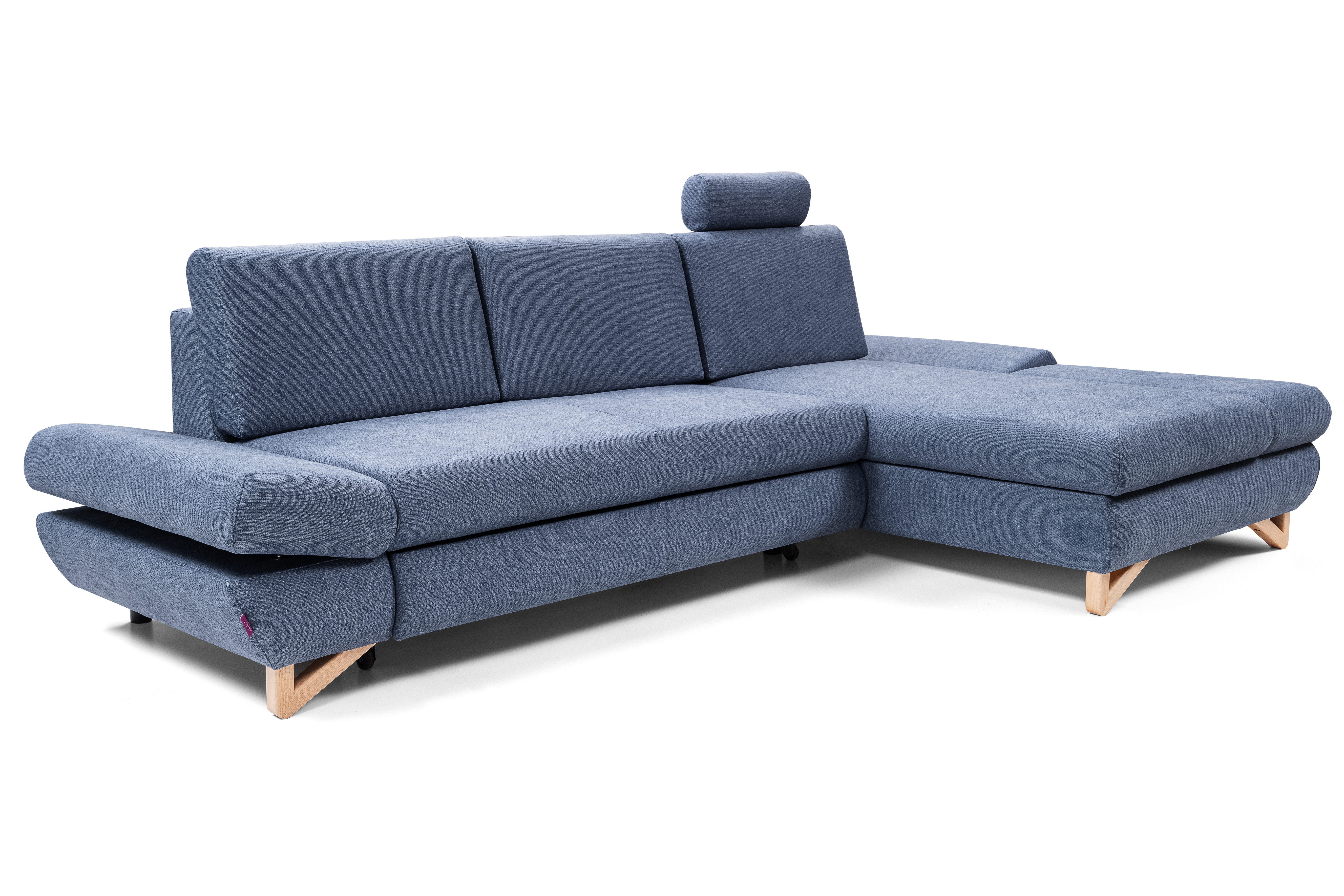 Goldstoff Ecksofa "LUCIA" mit Schlaffunktion und Bettkasten; Modernes Schlafsofa, 1 Teile, L Sofa Couch mit Relaxfunktion, verstellbaren Kopfstützen