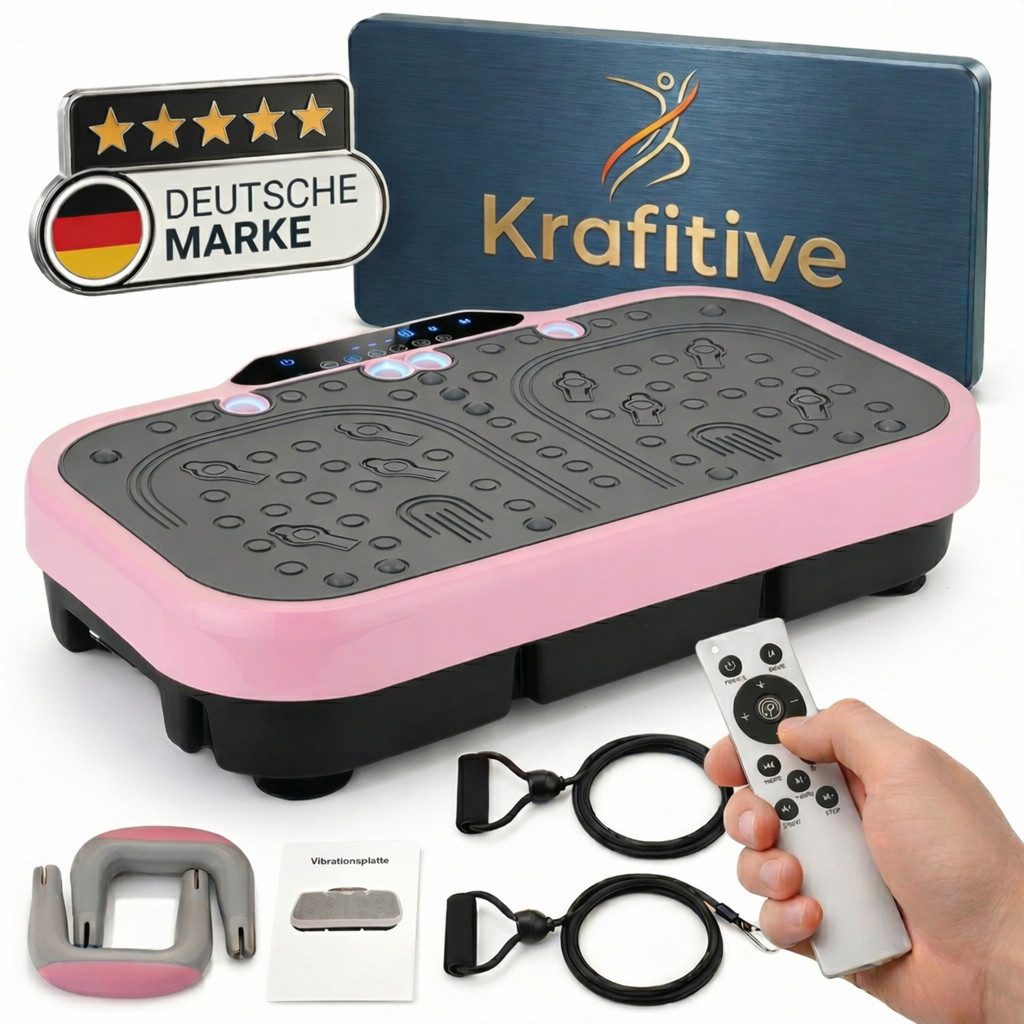 Krafitive Vibrationsplatte Vibrationsplatte 200 Stufen – 200W Ganzkörpertraining mit Bluetooth, (Einzelgerät mit Zubehör), inkl. Widerstandsbändern & 120 kg Tragkraft