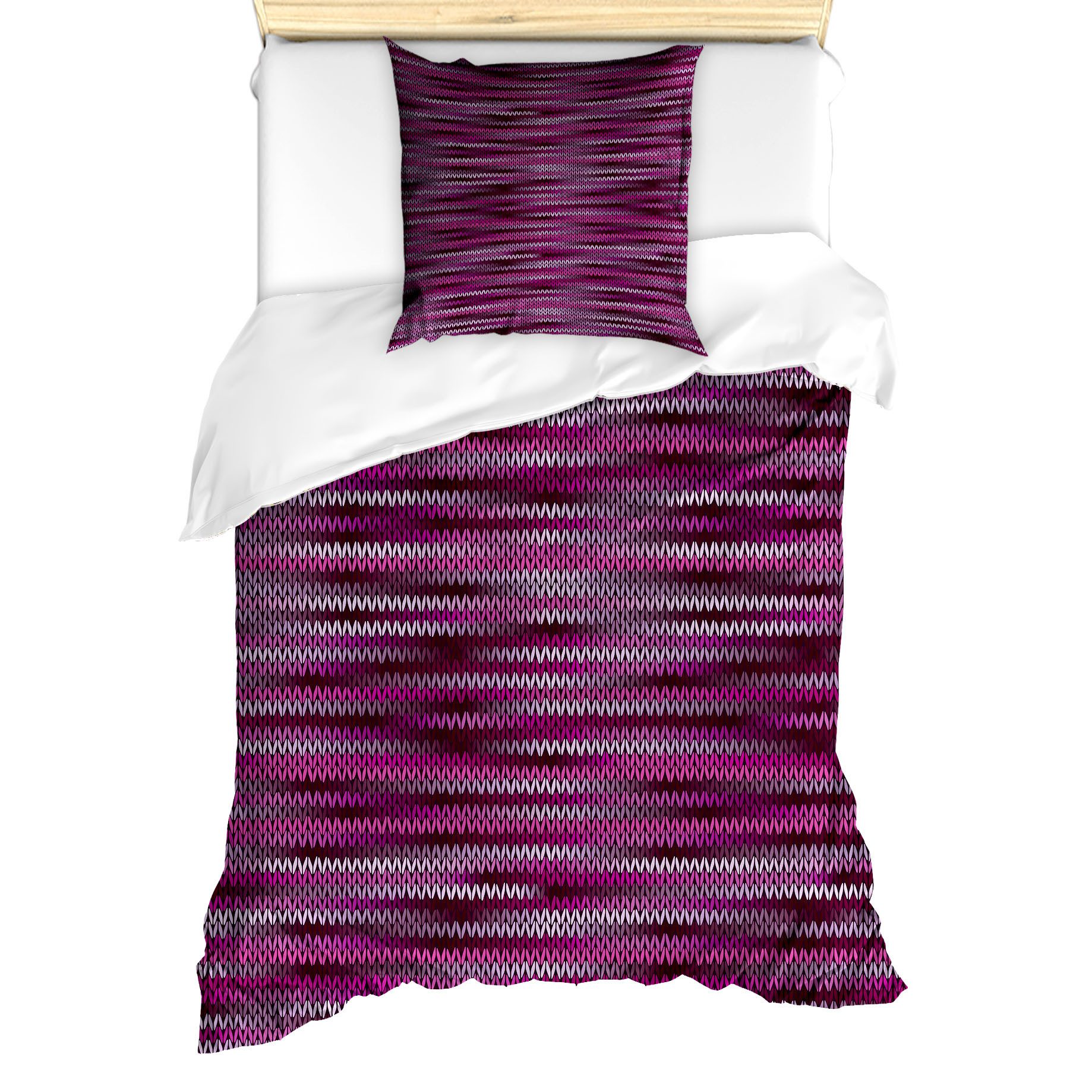 Abakuhaus Bettwäsche Milbensicher Allergiker geeignet mit Kissenbezug, Microfaser, Magenta Vintage Strickmuster