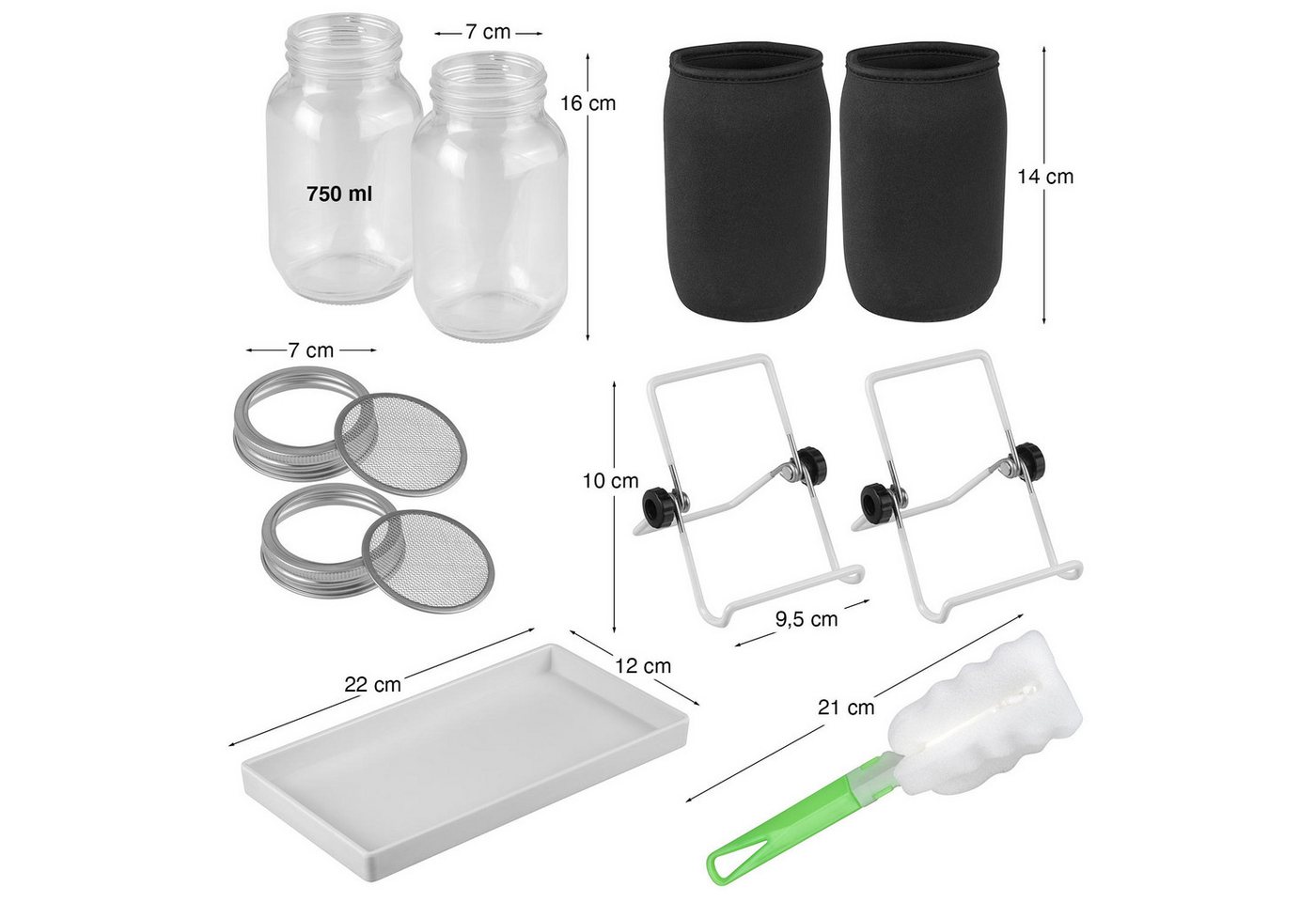 Thumbnail - yayago Anzuchttopf Sprossenglas Keimglas 2er Set 750ml Anzuchtset für Sprossen Keimlinge