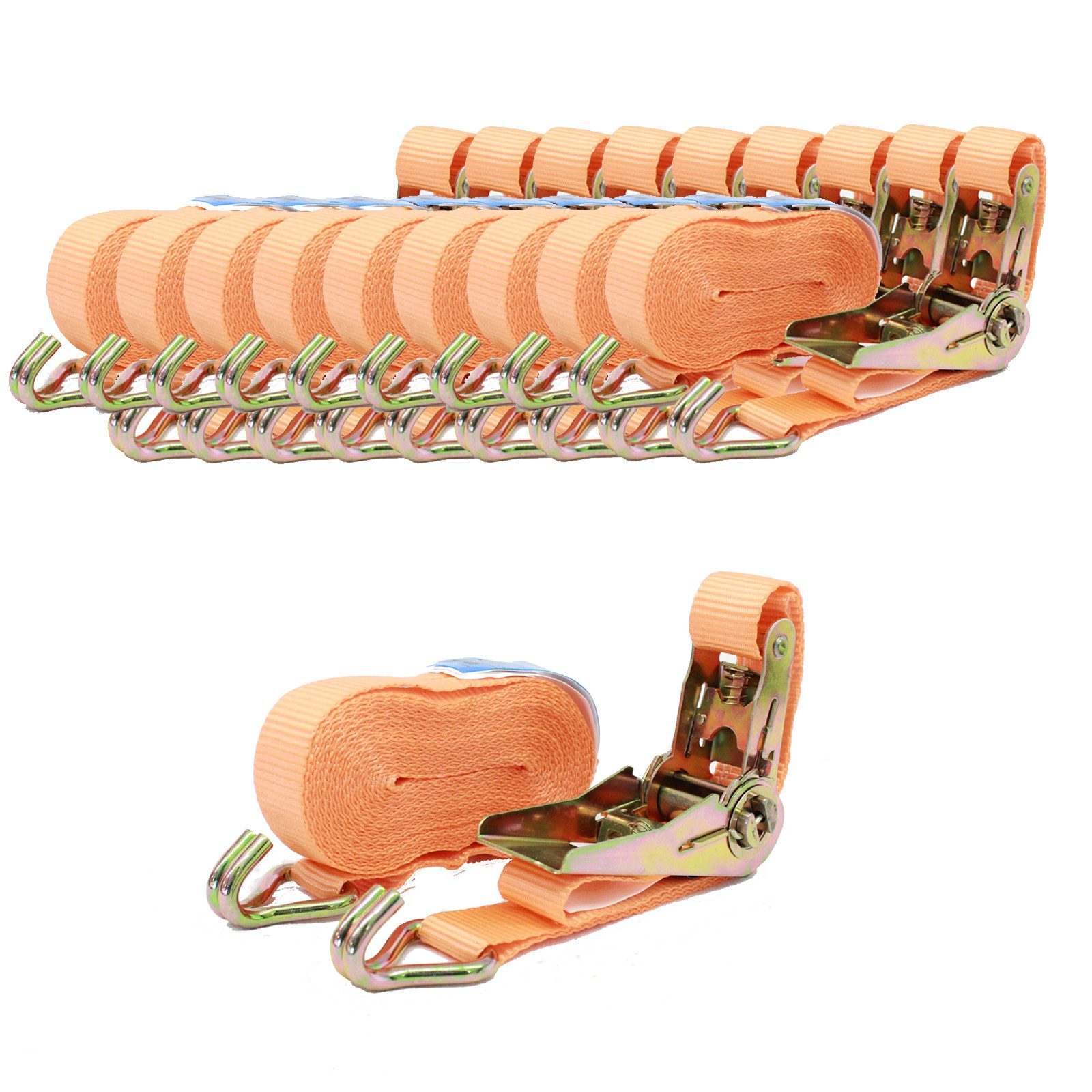 Spanngurt Profi Ratschen Zurrgurt Spanngurte 2-tlg 6m 800kg TÜV/GS ORANGE