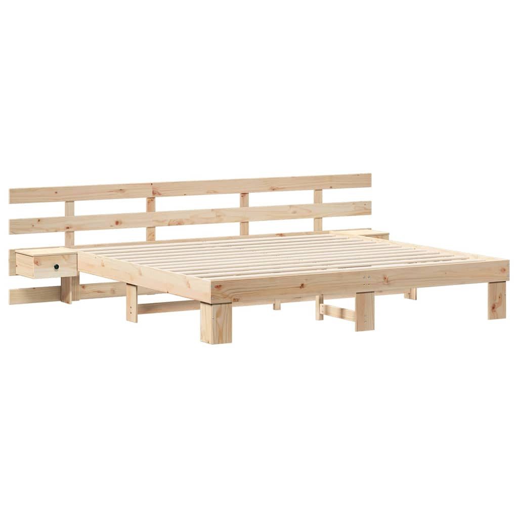 vidaXL Bett Bettgestell mit Schubladen Braun 200 x 200 cm Massivholz Kiefer (1-tlg)