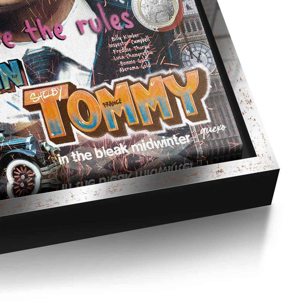 Tommy DOTCOMCANVAS® Rahmen Peaky Porträt Leinwandbild Pop Collage silberner Shelby Blinders Art Leinwandbild,