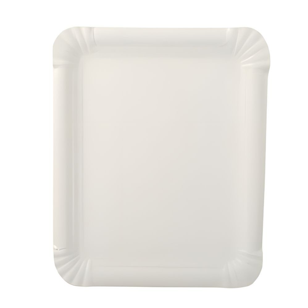 tradingbay24 Pappteller Teller, Pappe [ff] eckig 16,5 cm x 20 cm weiss 500 Stk