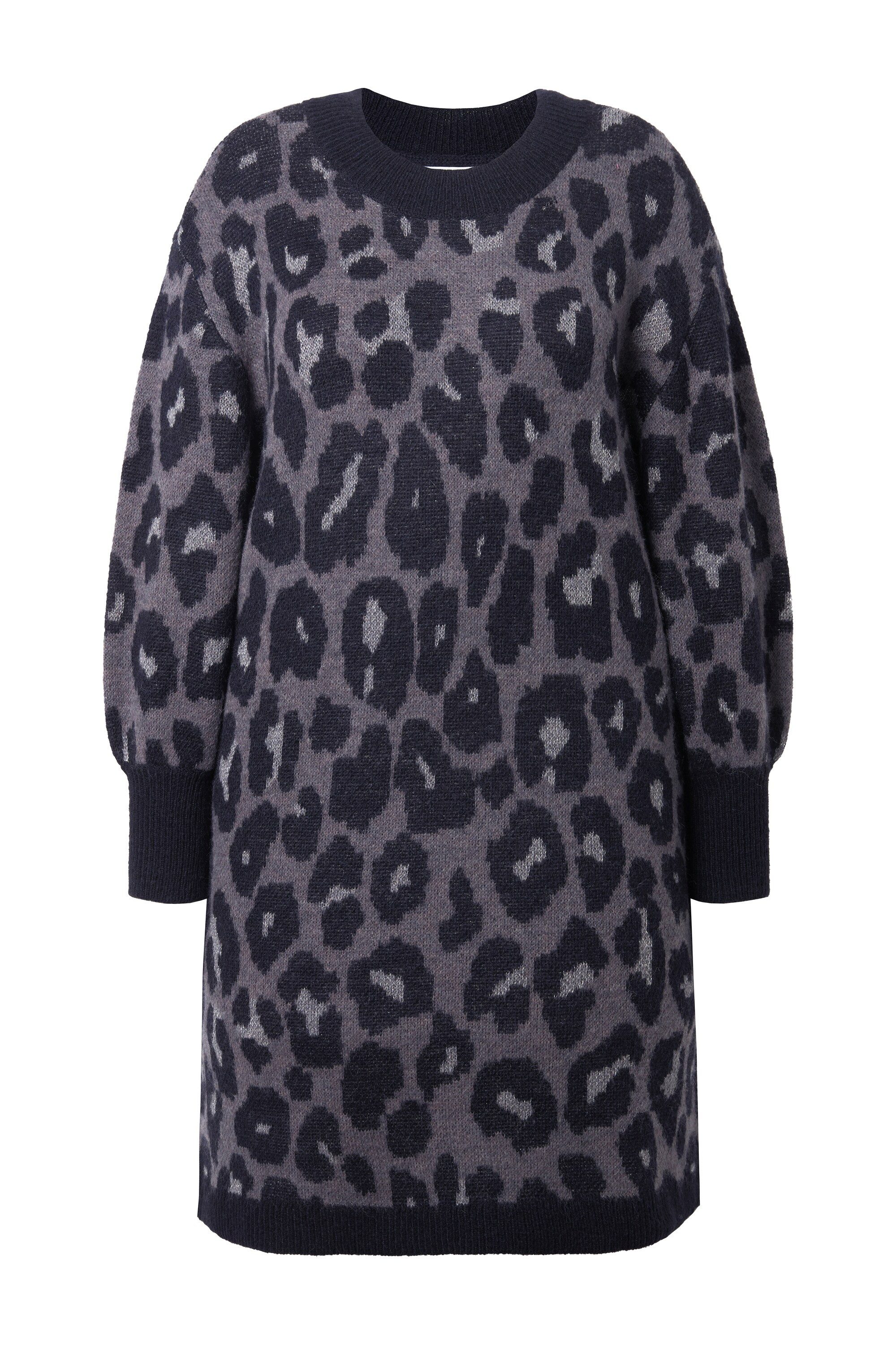 Studio Untold Jerseykleid Strickkleid oversized Leo-Muster Ballonärmel günstig online kaufen