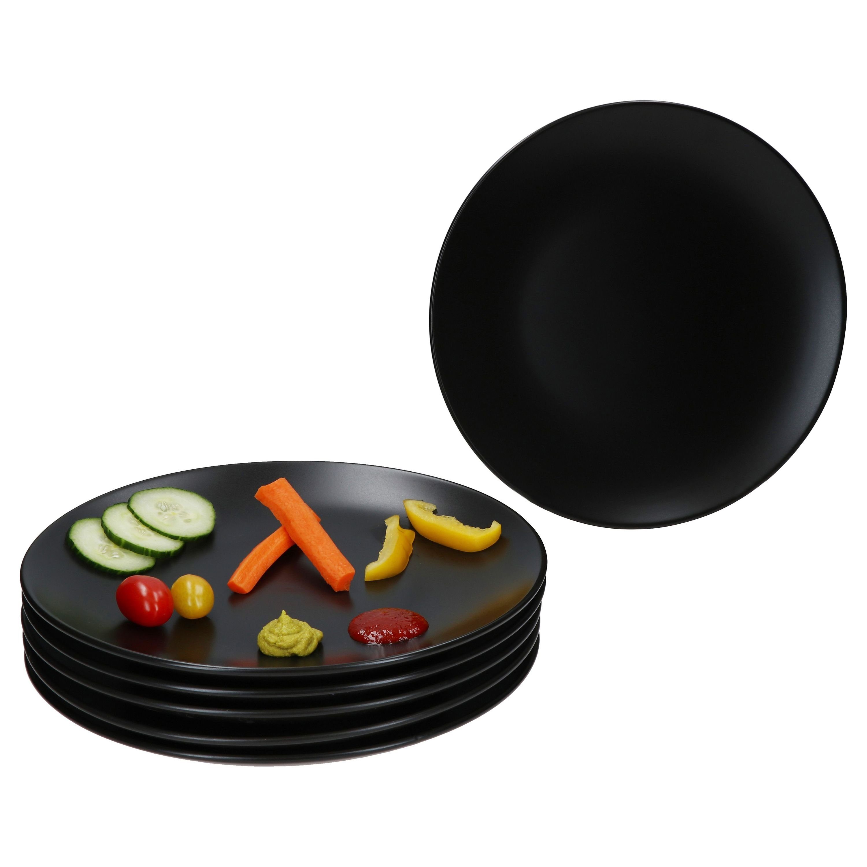 Speiseteller 6x Panther Speiseteller Ø27,5cm schwarz Steingut 6 Personen