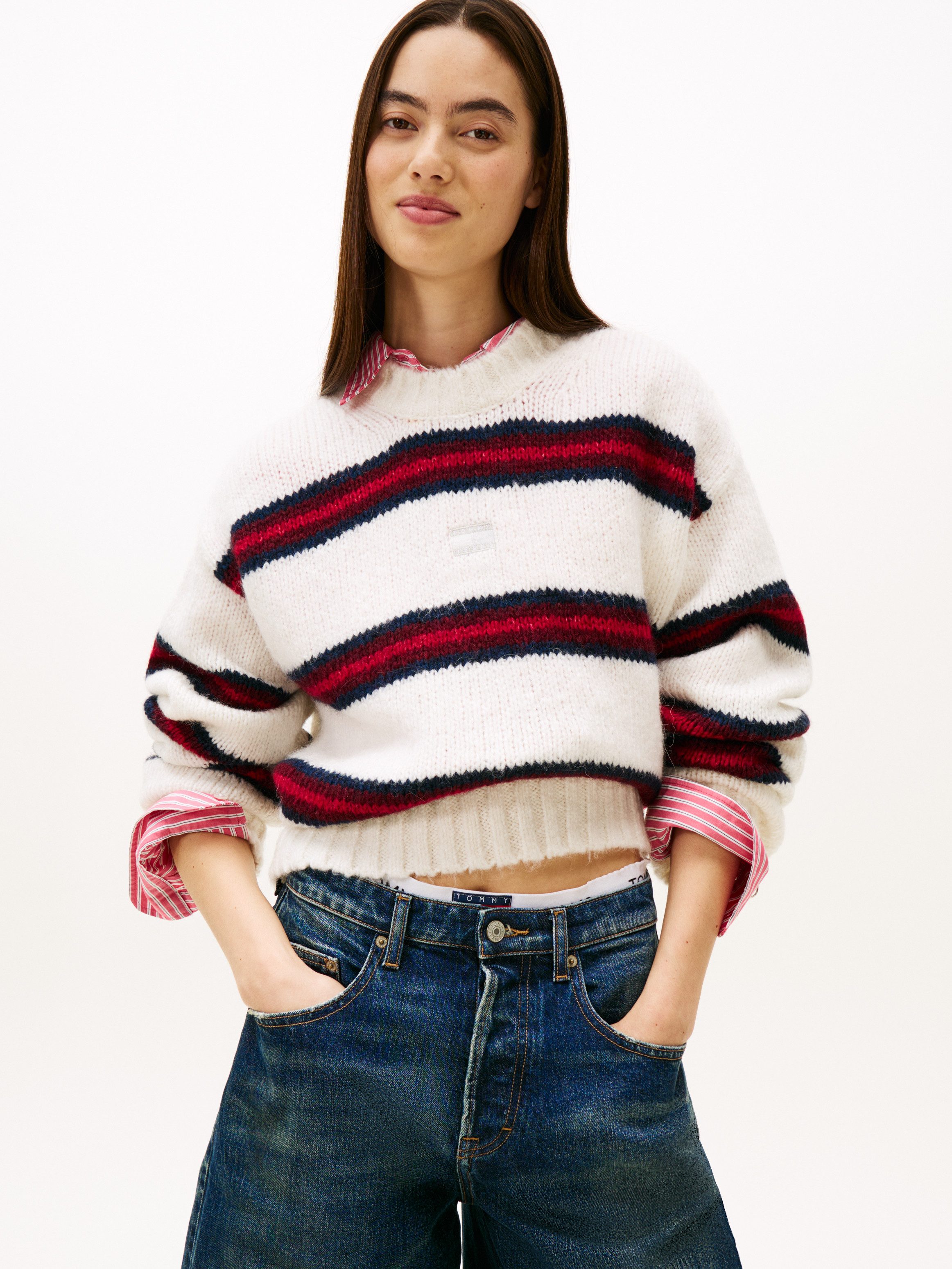 Tommy Jeans Rundhalspullover TJW BADGE STRIPE günstig online kaufen