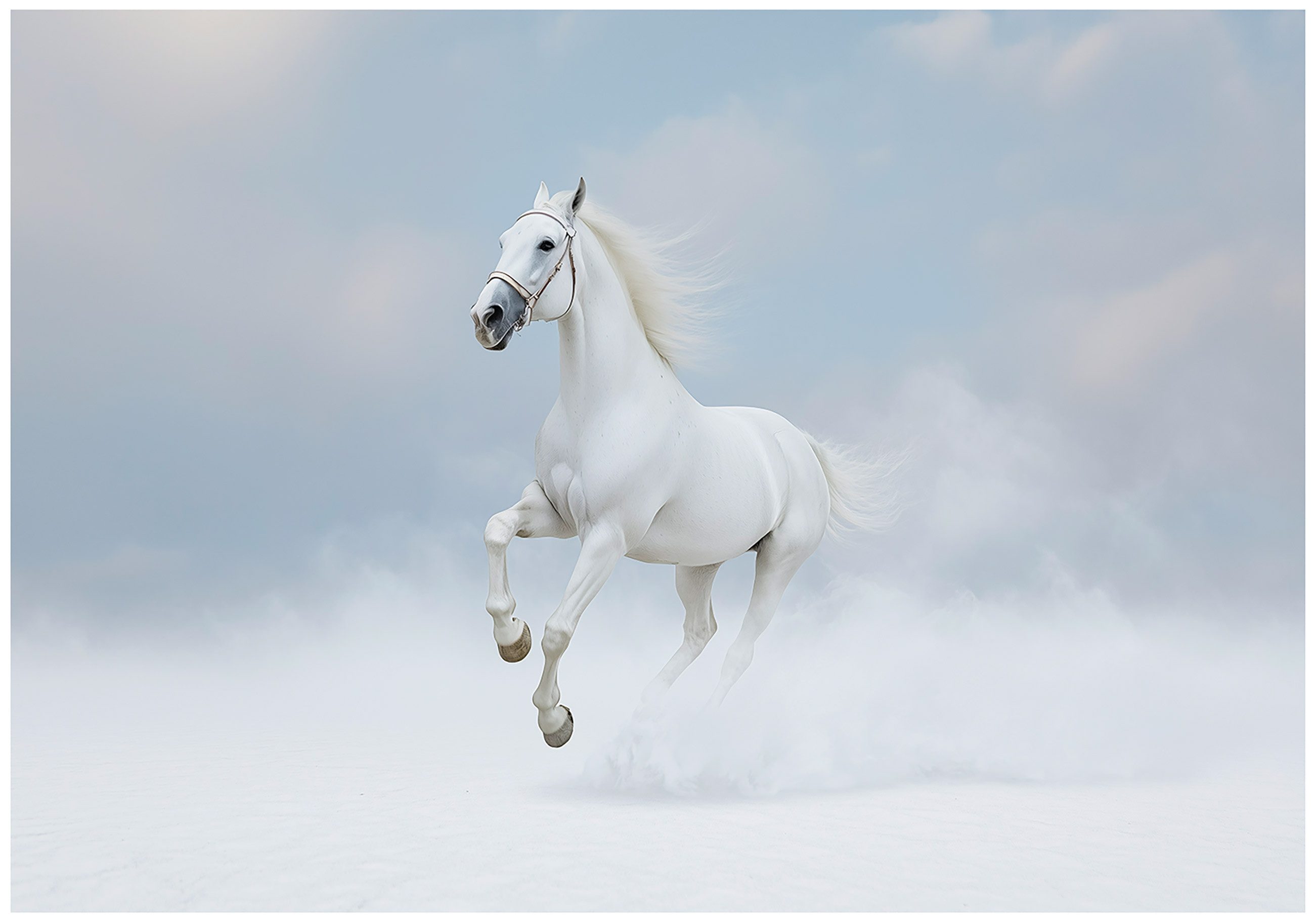 Wallarena Fototapete Pferd Weiß Vlies Tapete Wohnzimmer Schlafzimmer Wandtapete, Glatt Vlies Washable, Pferd, Weiß, (Packung, 2 St., Vlies Fototapete), Vliestapete Blau Wohnzimmer Schlafzimmer Küche Tapete + Kleister