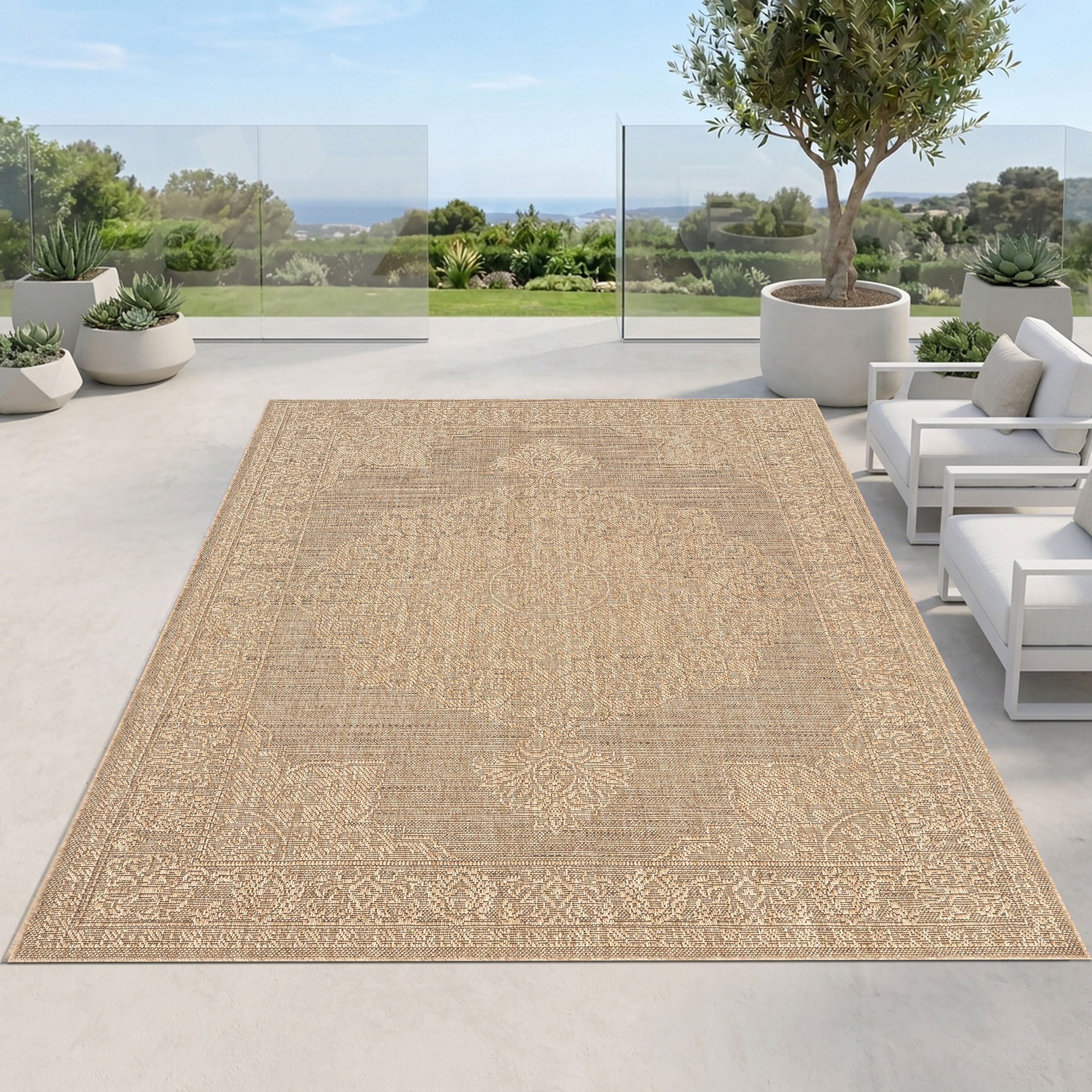 Carpetia Teppich Flachgewebe In & Outdoor, oval, Höhe: 5 mm, pflegeleicht und UV-beständig für Innen und Außen