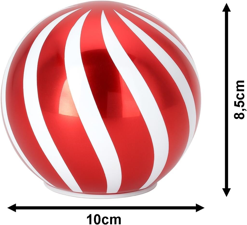mucHome LED Kugelleuchte Deko Kugel LED Licht rot/weiß Weihnachtskugel 10cm, mit 8 LEDs