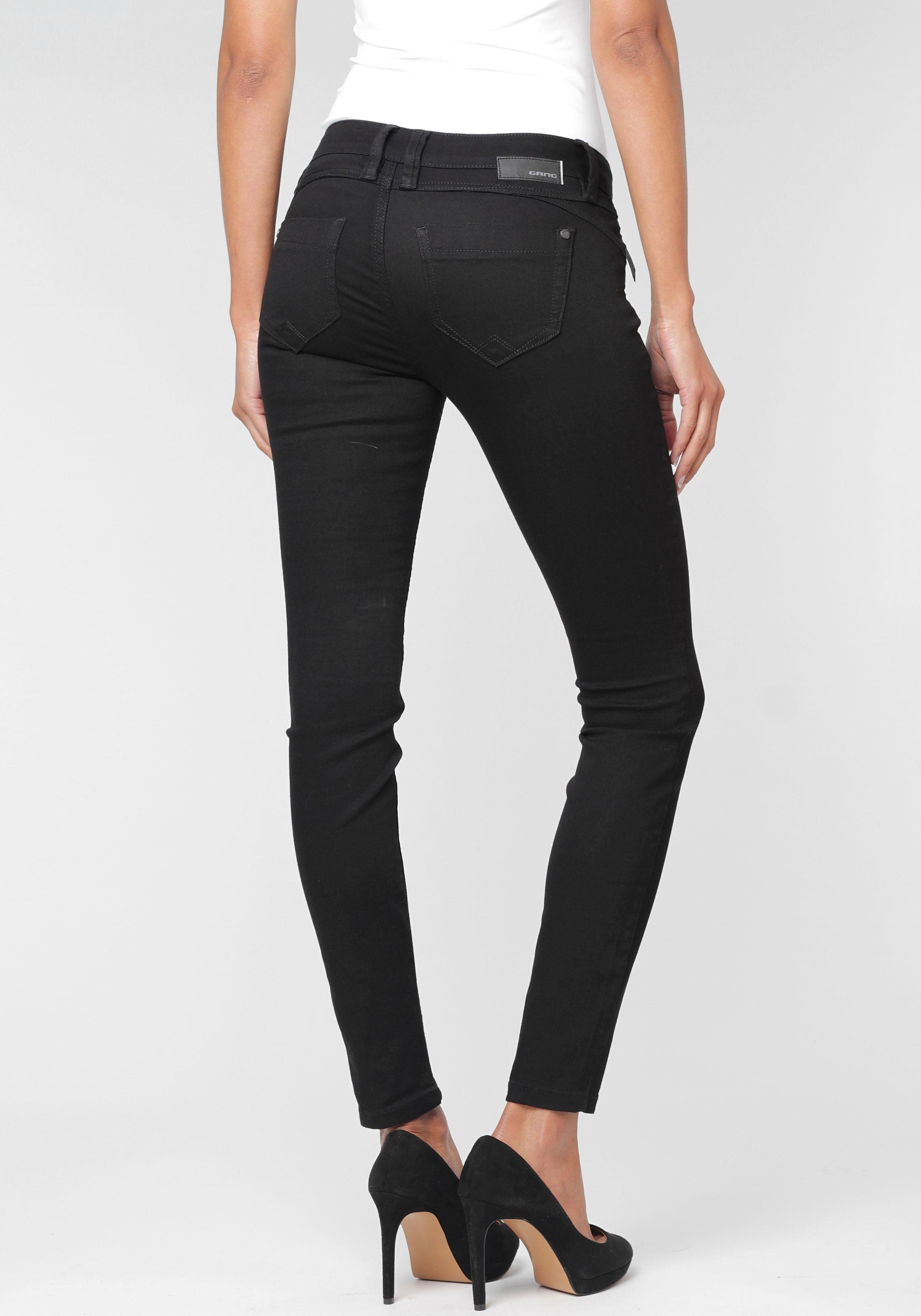 GANG Skinny-fit-Jeans 94Nikita an der mit Coinpocket schwarz Zipper-Detail