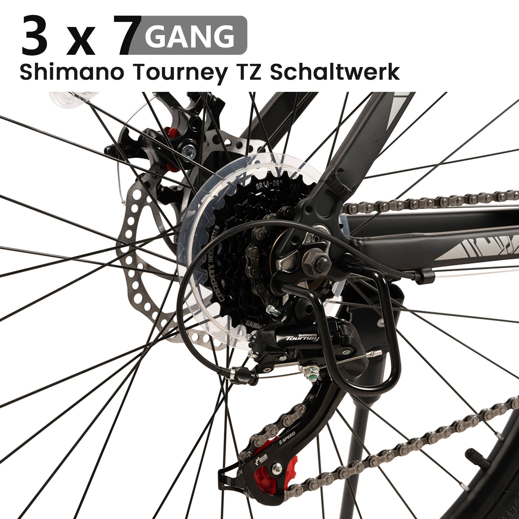 CARPAT SPORT Mountainbike 24 26 29 Zoll Fahrrad für Herren Damen, Mädchen und Jungen, 21 Gang Shimano TZ Schaltwerk, Kettenschaltung, Aluminium Rahmen, Jugendfahrrad MTB Hardtail Kinder Fahrrad