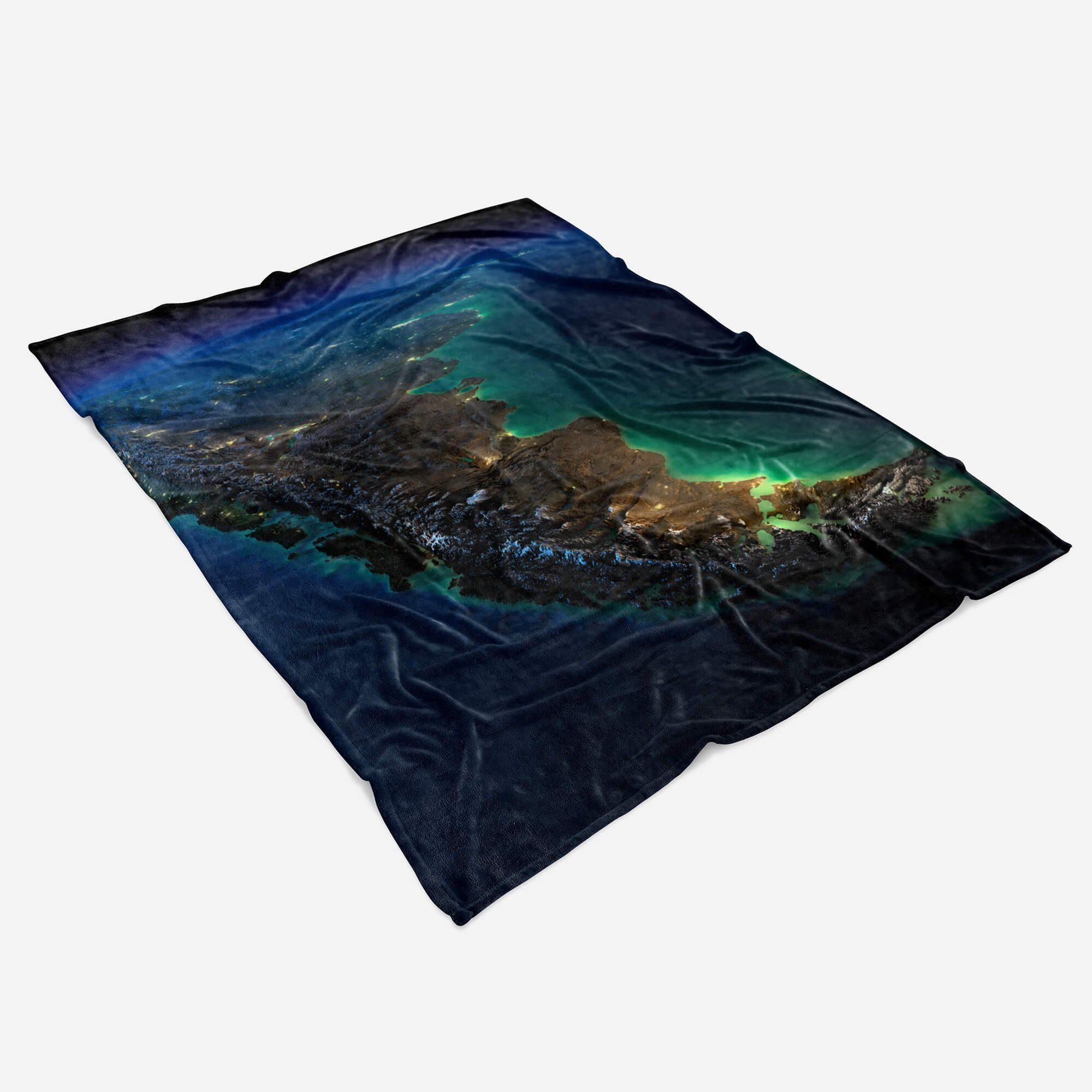 Sinus Art Handtücher Handtuch Strandhandtuch Baumwolle-Polyester-Mix Kuscheldecke Satellitenauf, Saunatuch mit Fotomotiv (1-St), Handtuch Erde