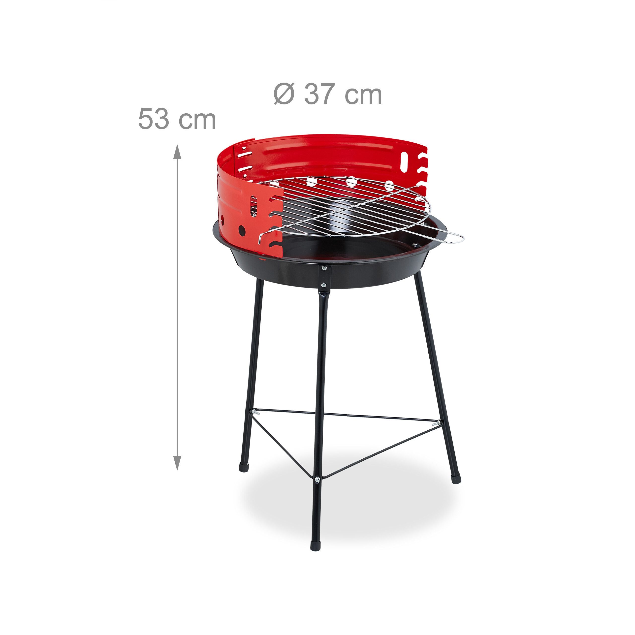relaxdays Holzkohlegrill Ø 37 cm Dreibein – Bild 4 von 5
