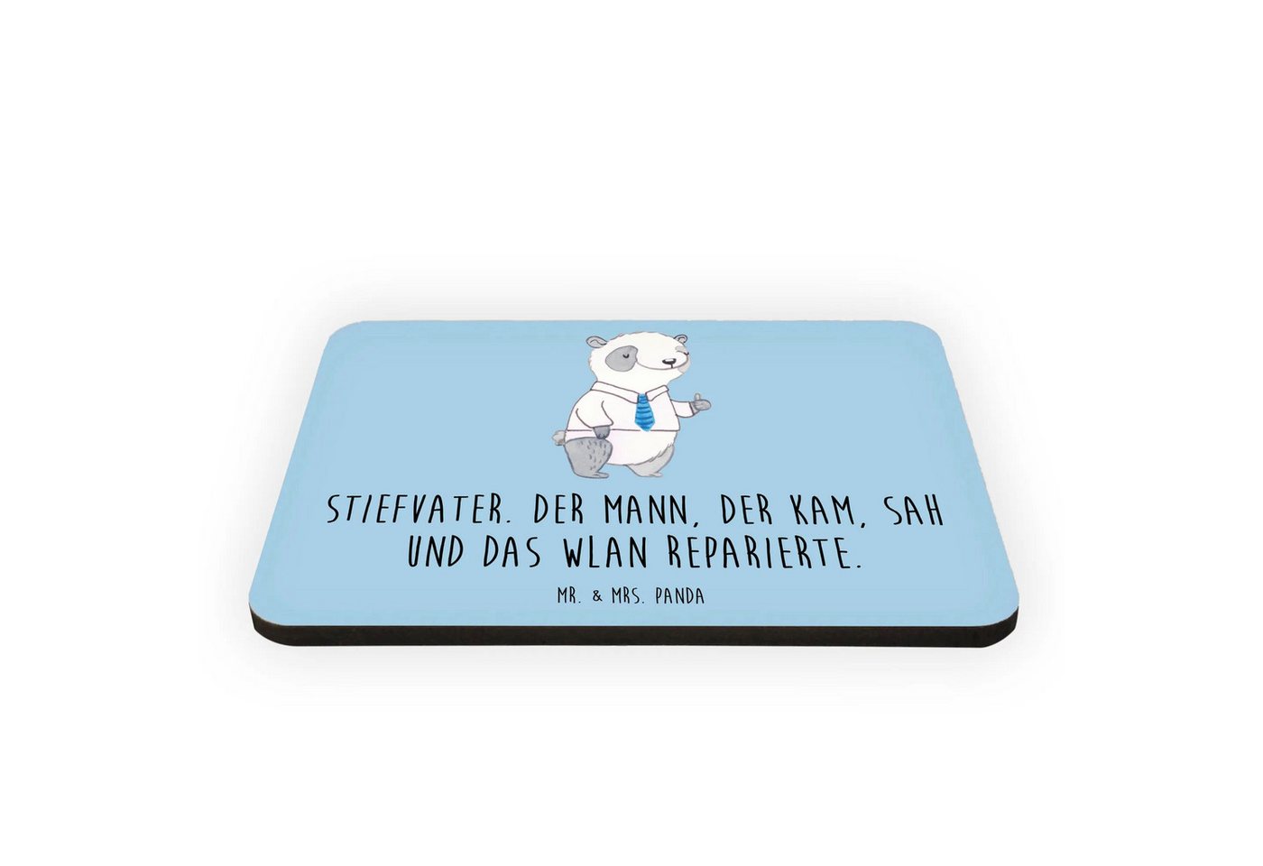 Thumbnail - Mr. & Mrs. Panda Magnet Stiefvater Held - Blau Pastell - Geschenk, Dankeschön, Handarbeit, Ma (Packung, 1-St., Stiefvate...