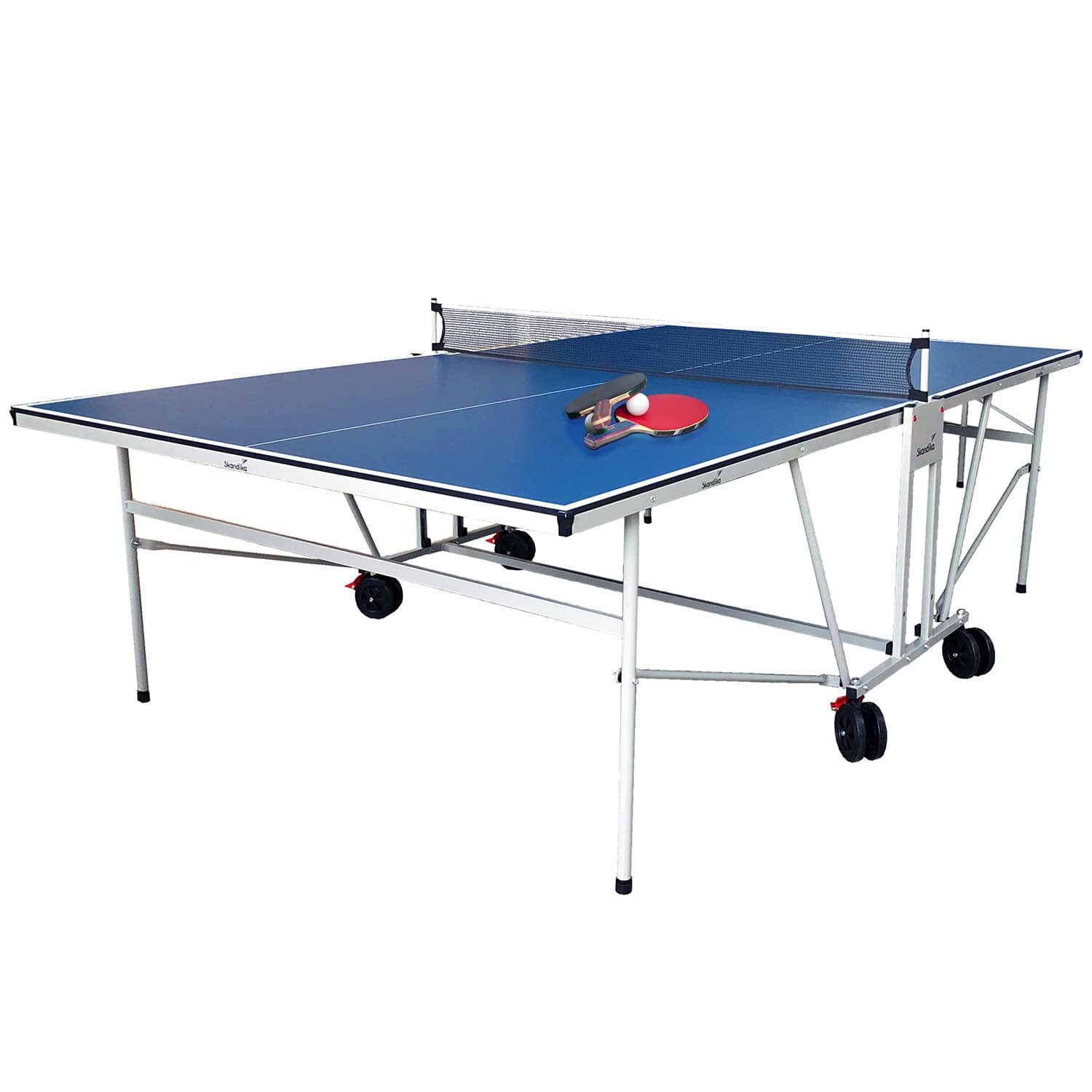 Skandika Tischtennisplatte Outdoor, Stabiler Tischtennistisch mit Sicherheits-Verriegelungssystem (1-tlg), inklusive Netz, Doppelräder mit Bremsen, Playbackfunktion