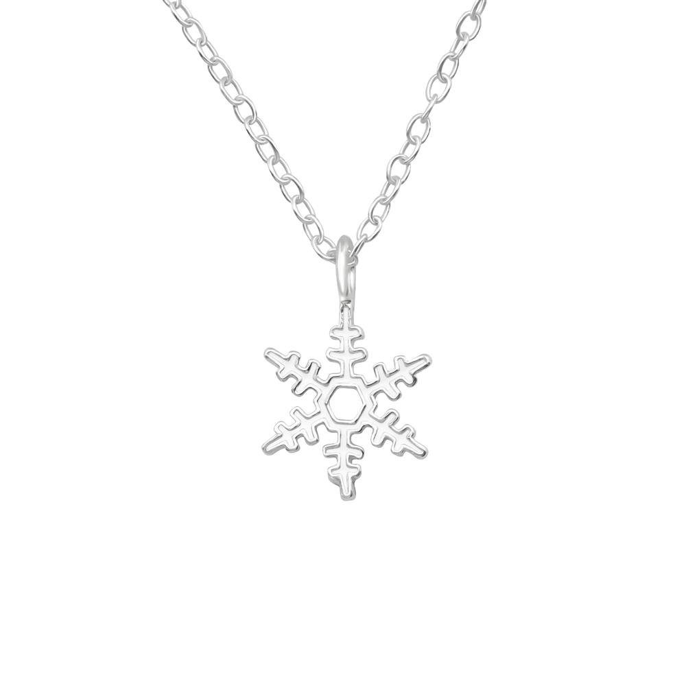 BUNGSA Kette mit Anhänger Kette Schneeflocke aus 925 Silber Damen (1-tlg), Halskette Necklace