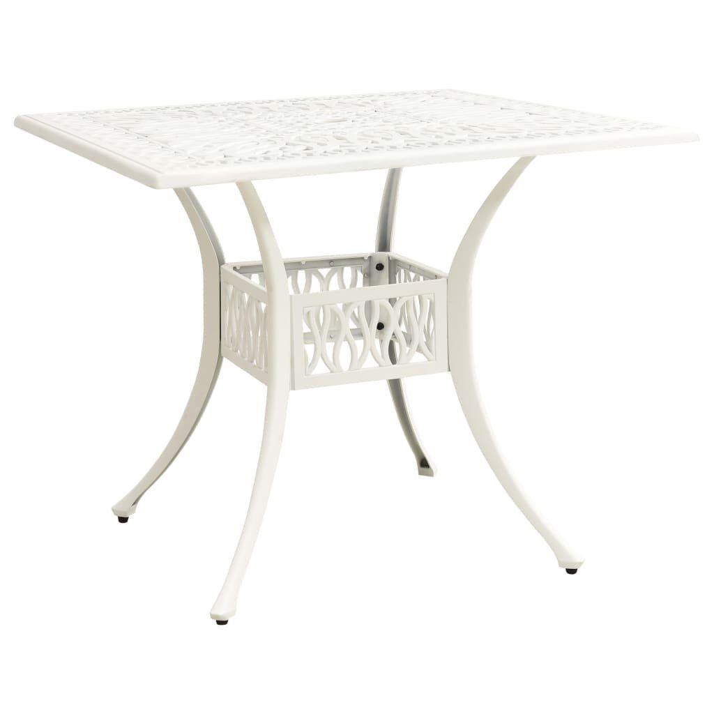 vidaXL Gartentisch Gartentisch Weiß 90x90x73 cm Aluminiumguss (1-St) Weiß | Weiß | Tische