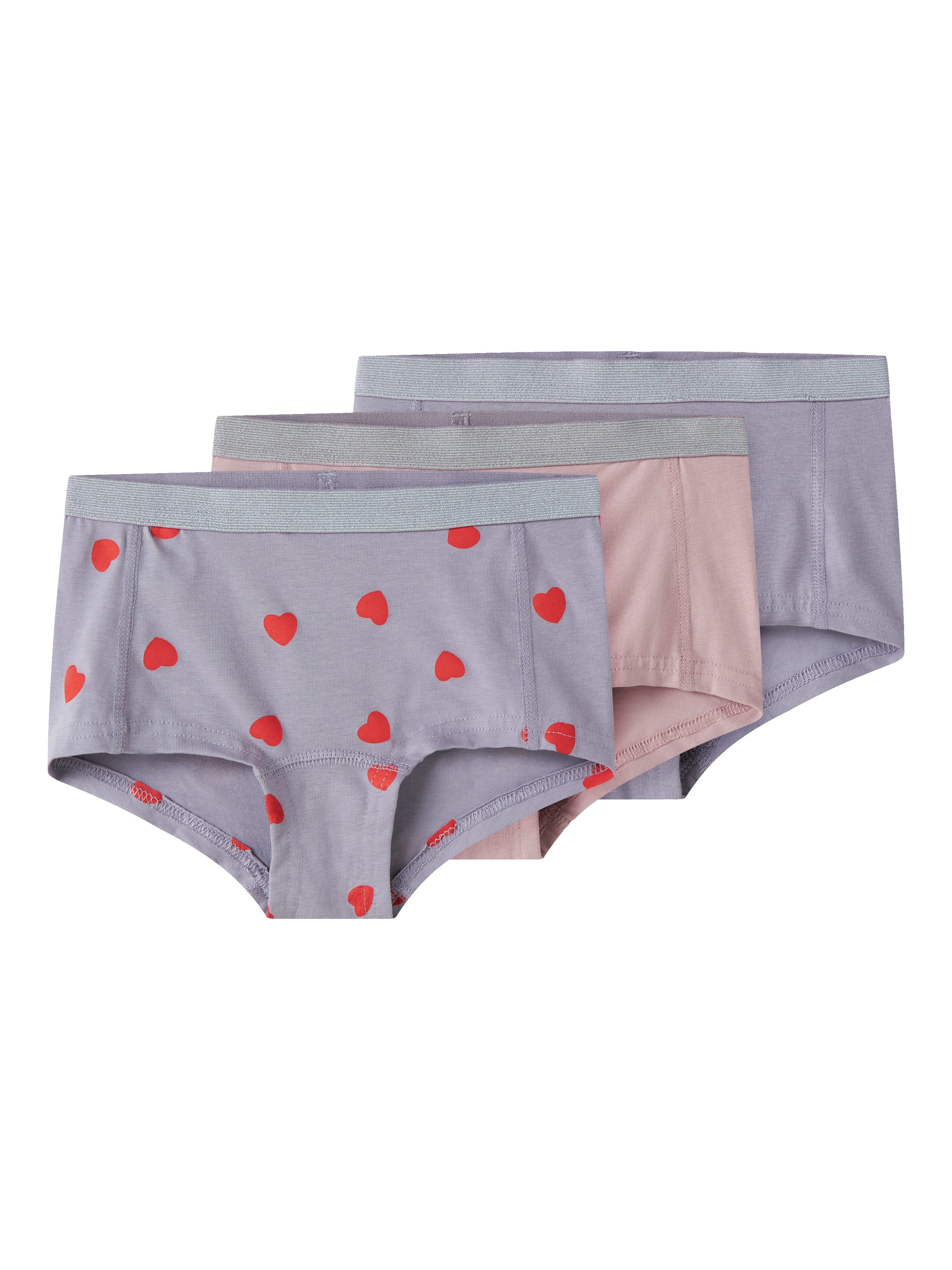 Name It Hipster NKFHIPSTER 3P LAVENDER HEARTS NOOS (Packung, 3-St)