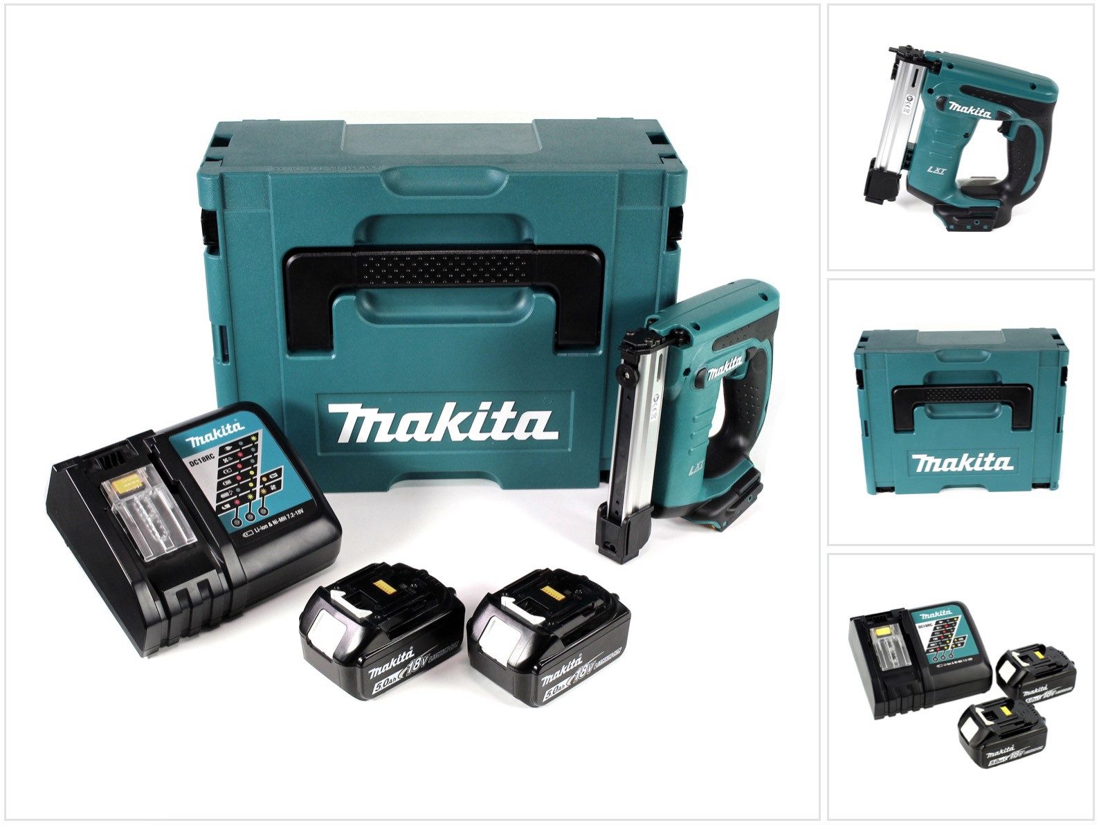 Makita Nagler DST 221 RTJ 18 V Li-ion Akku Tacker im Makpac + 2x BL 1850 B 5,0 Ah