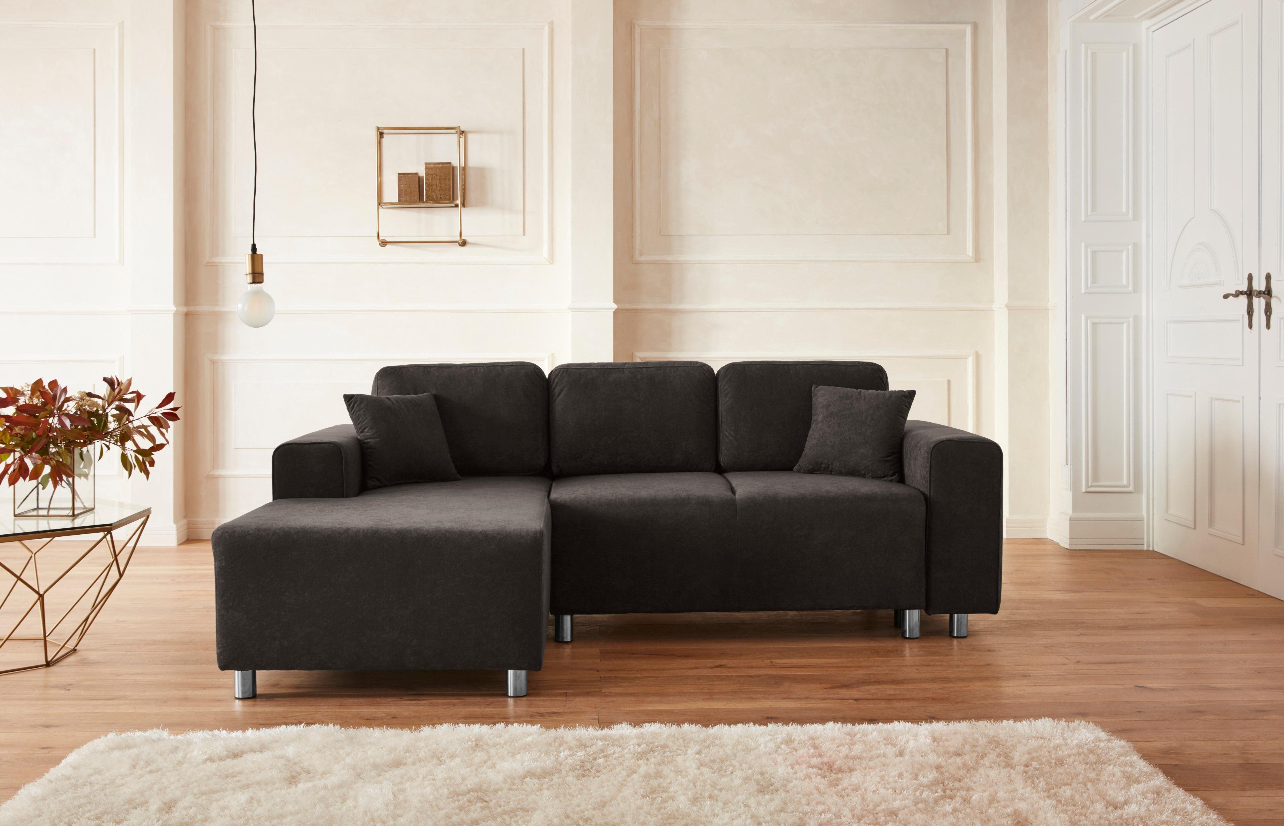 Home affaire Ecksofa Györ, L-Form, wahlweise mit Bettfunktion und Bettkasten incl. 2 Zierkissen