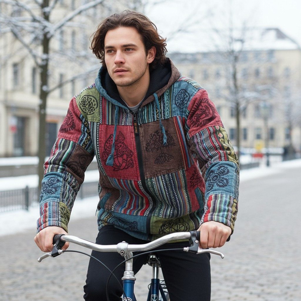 Guru-Shop Strickjacke Goa Jacke, Patchwork Sweatshirt Jacke - blau/bunt Hip günstig online kaufen