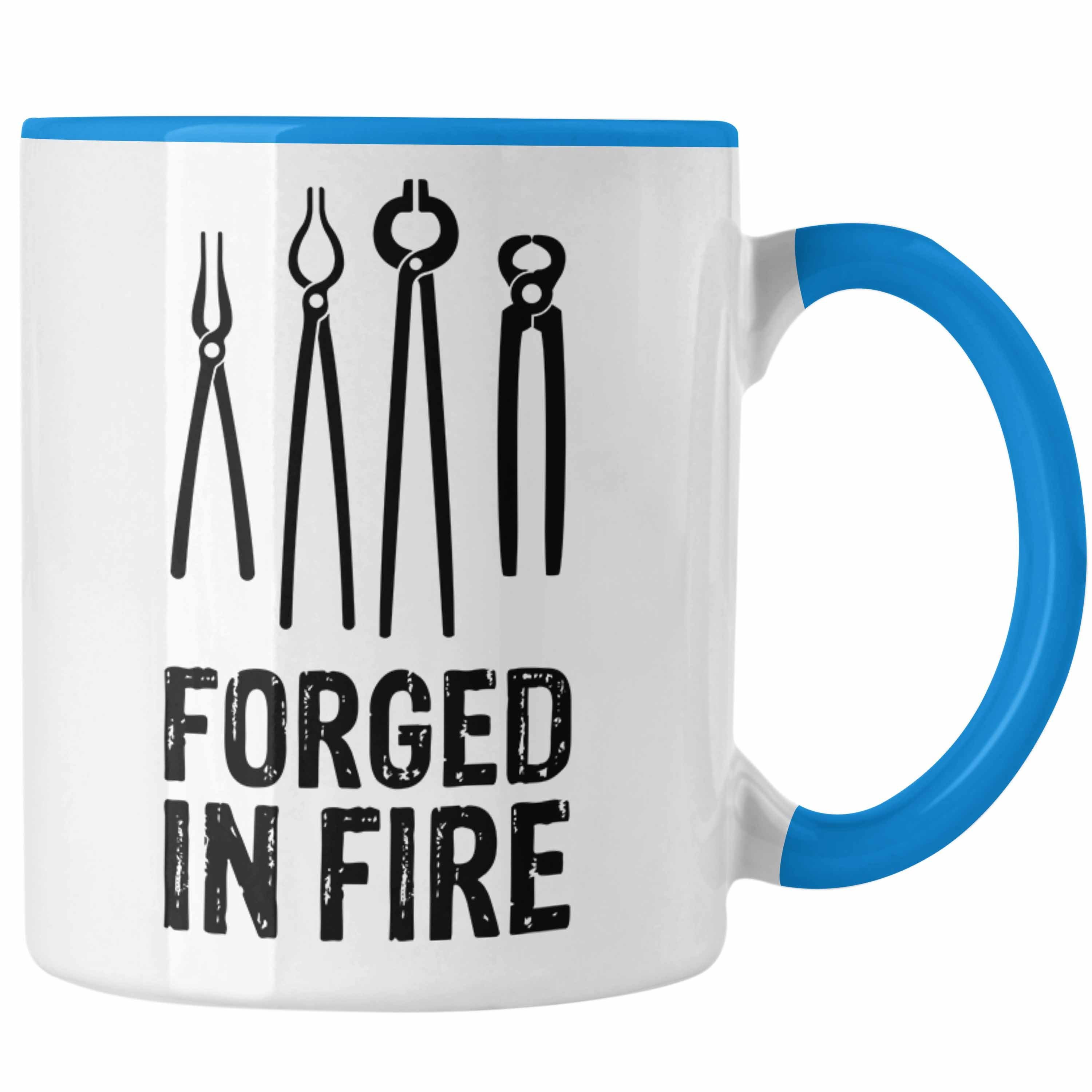 Hufschmied Kaffeetasse - Trendation Spruch Schmied Trendation Tasse Blau Tasse Geschenkidee Geschenke