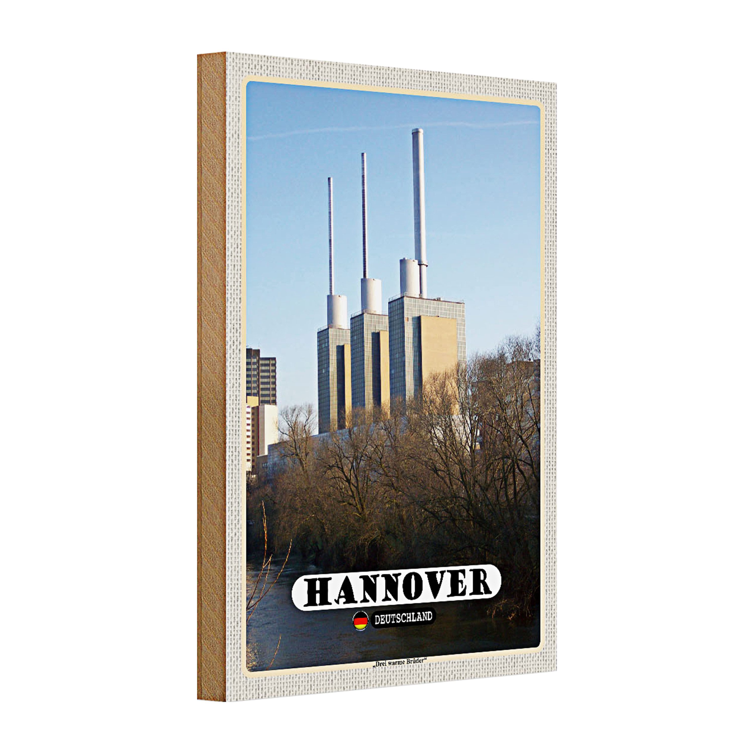 Roomando Holzbild Holzschild Städte Hannover Blick auf Döhren Stadt 30x20cm