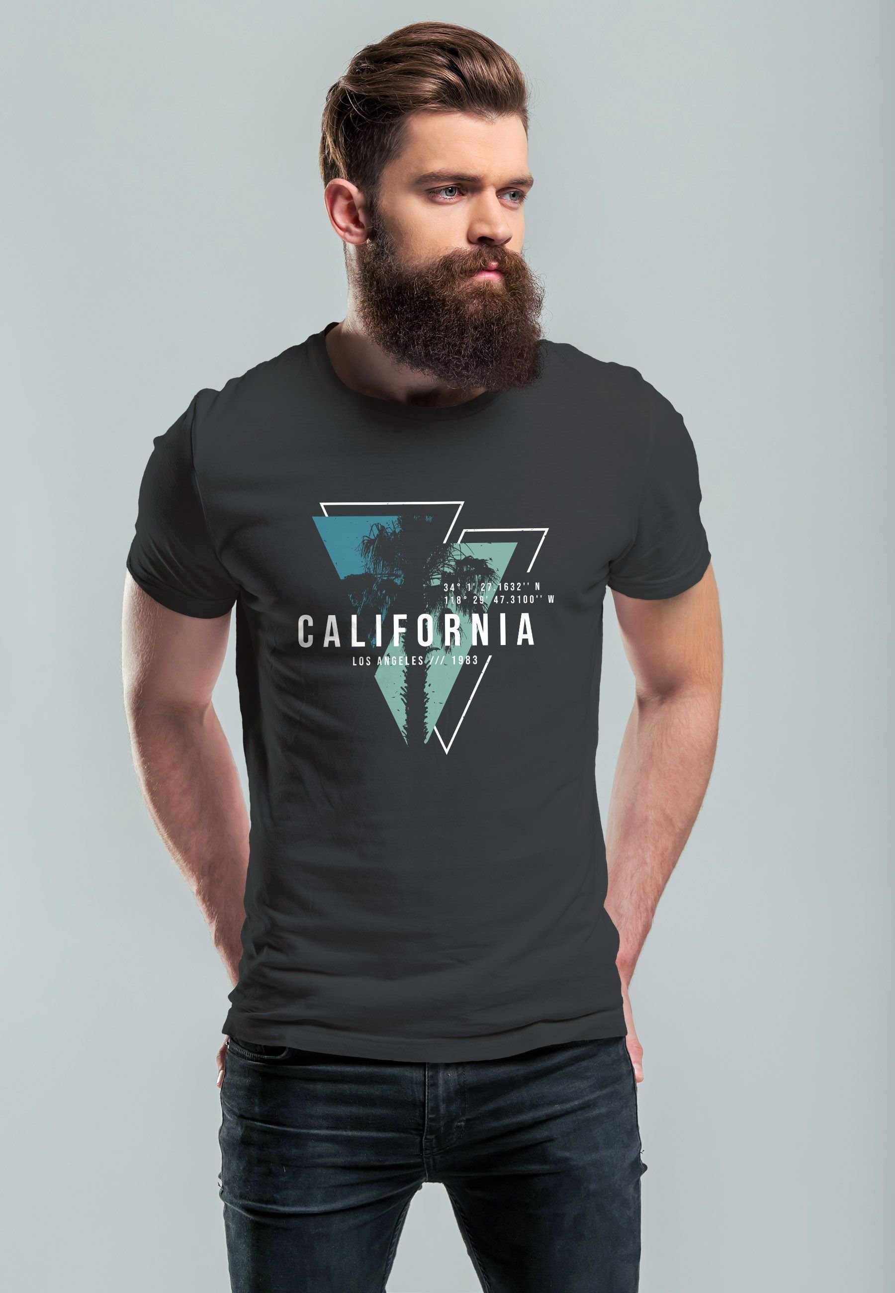 Neverless Print-Shirt Herren T-Shirt California Los günstig online kaufen