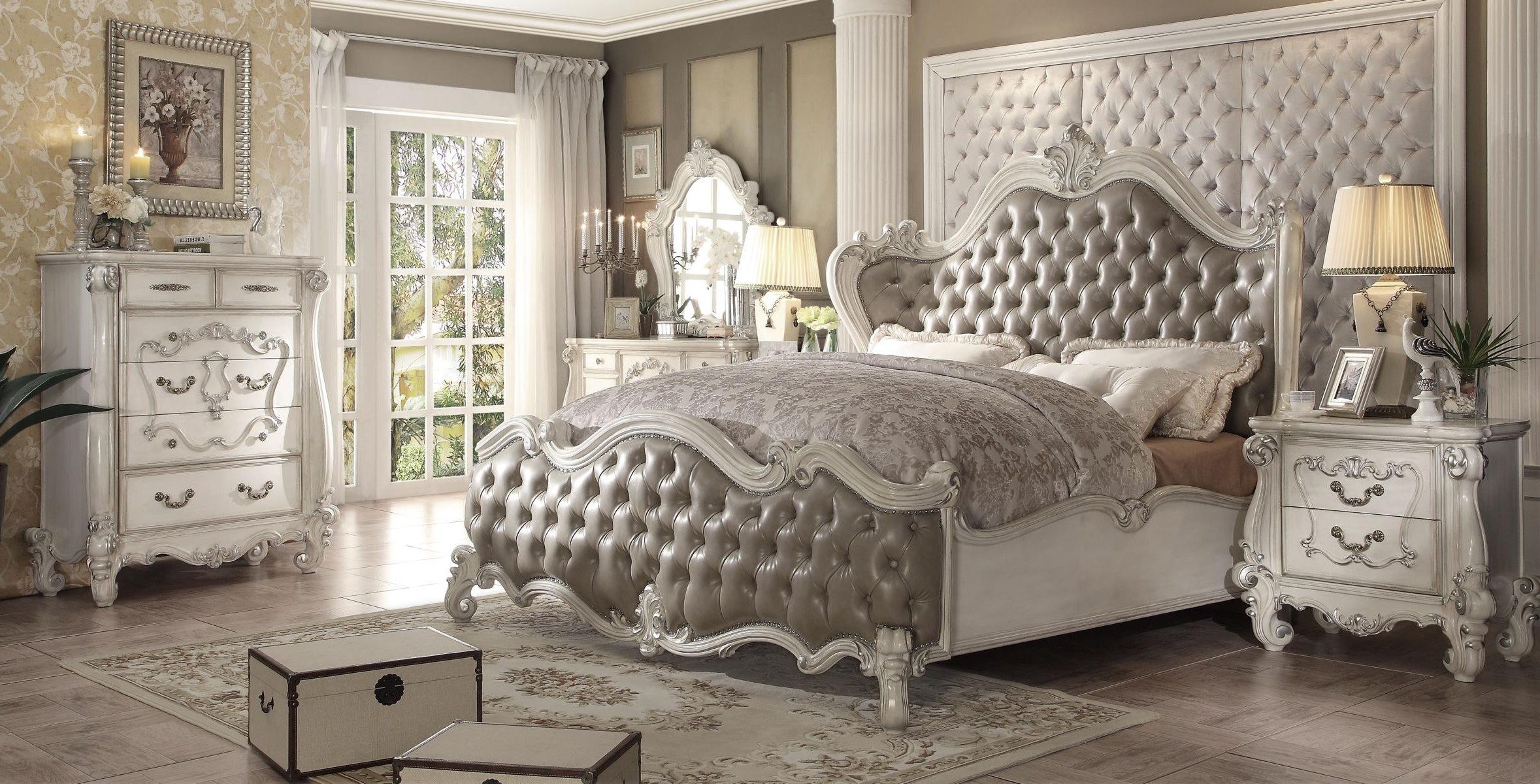 Xlmoebel Schlafzimmer-Set Klassisches Chesterfield Schlafzimmer Set 5tlg. mit Bett und Spie, (5-tlg), Made in Europa