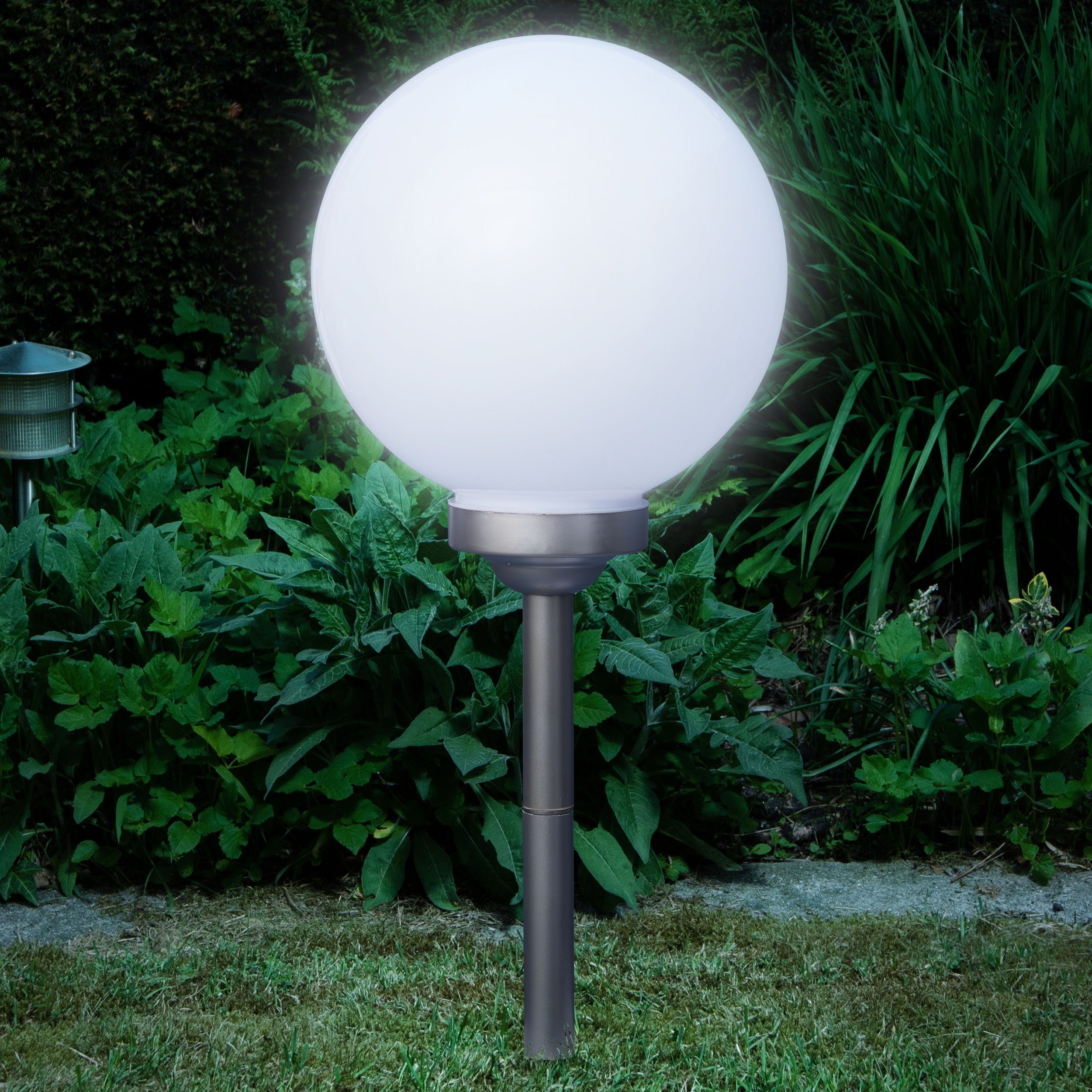 LED / Solarleuchte 30 mAh austauschbarem Akku, Aussen 600 cm, kaltweiß moderne fest LED für Warmweiß, kamelshopping Beleuchtung, Solar inkl. cm LED / warmweißer Solarleuchte integriert, mit Kugelleuchte Gartenkugel Ø Größe: 25