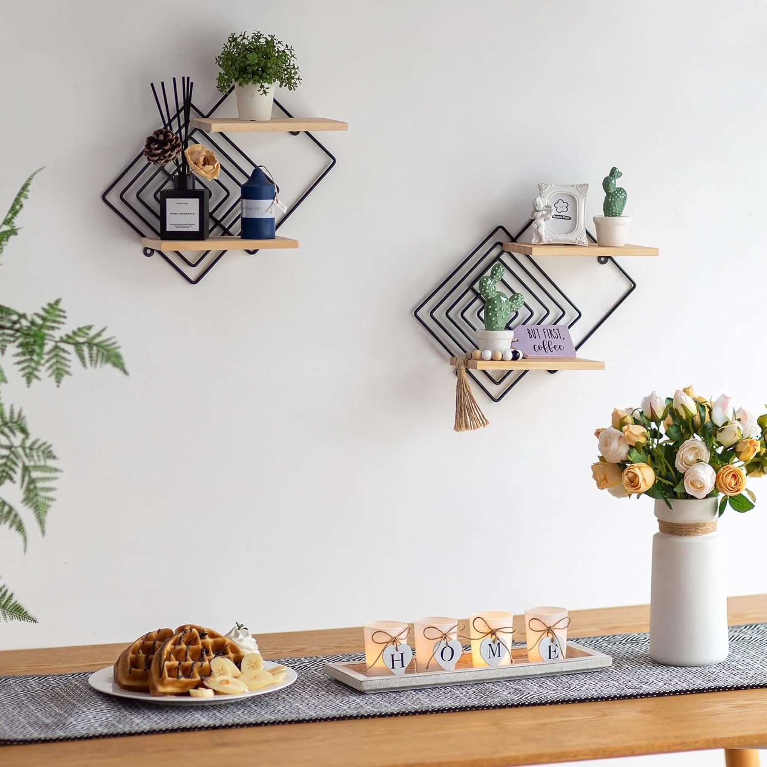 Holz Lichter Wandregal Schweberegal Holz, Küchenregal, Badregal 2 Ebenen Wa günstig online kaufen