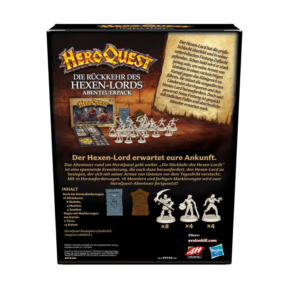 Hasbro Spielesammlung HeroQuest Brettspiel-Erweiterung Die Rückkehr des Hexen-Lords Abenteue