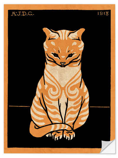 Posterlounge Wandfolie Julie de Graag, Sitzende Katze, farbig, Wohnzimmer Illustration
