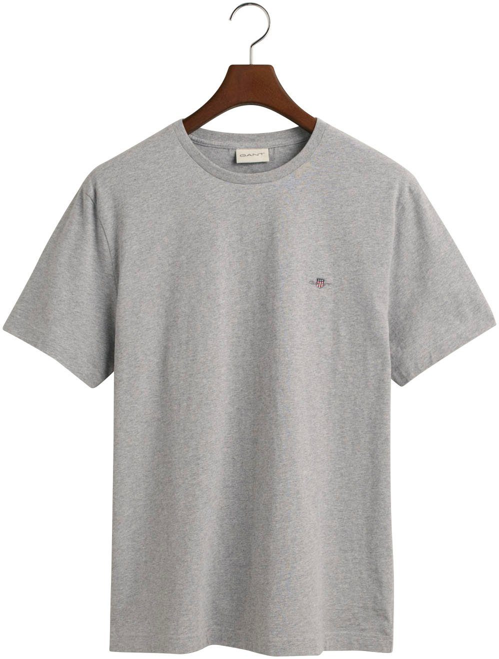 SS melange auf mit SHIELD Brust T-Shirt T-SHIRT Logostickerei Gant der grey REG