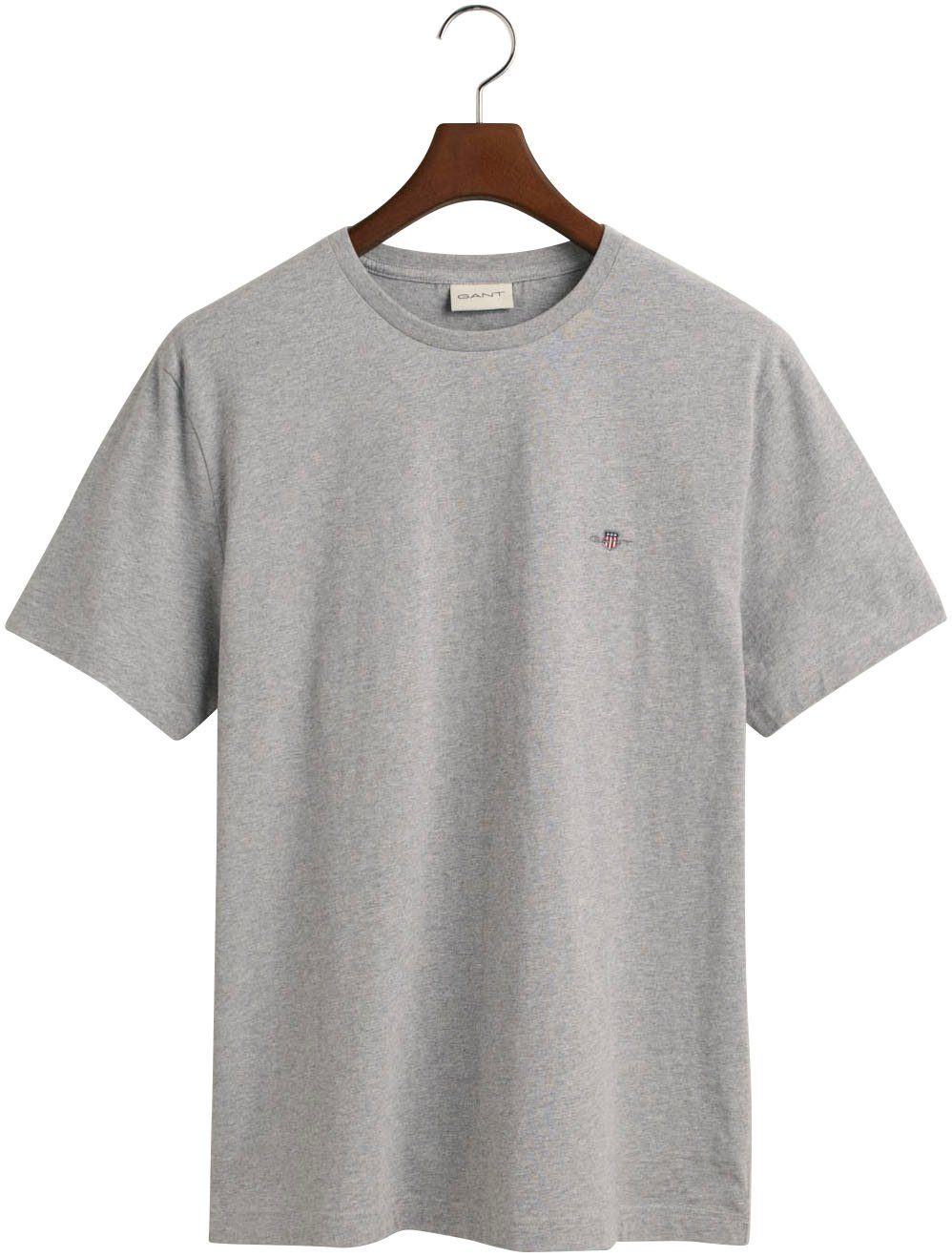 REG SS T-Shirt SHIELD auf mit Gant der Logostickerei melange T-SHIRT grey Brust