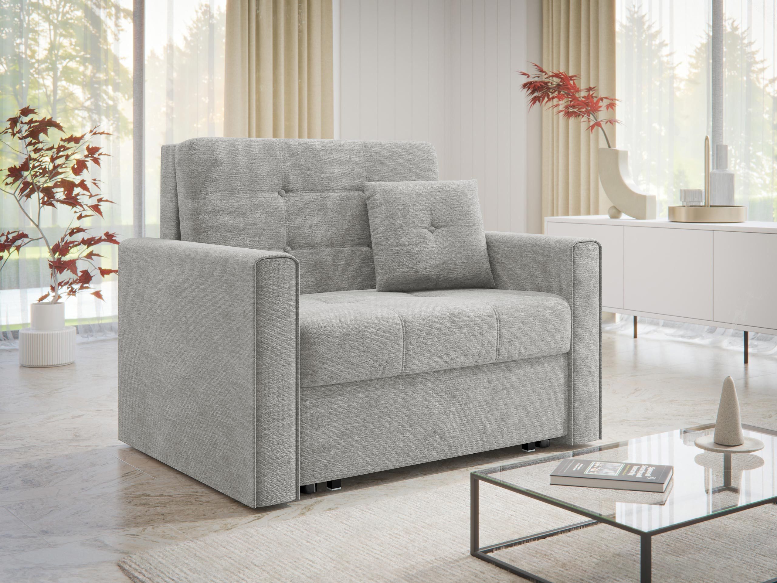 MIRJAN24 Schlafsofa Viva Lux I, mit Schlaffunktion und Bettkasten, einsitzer, inkl. Kissen