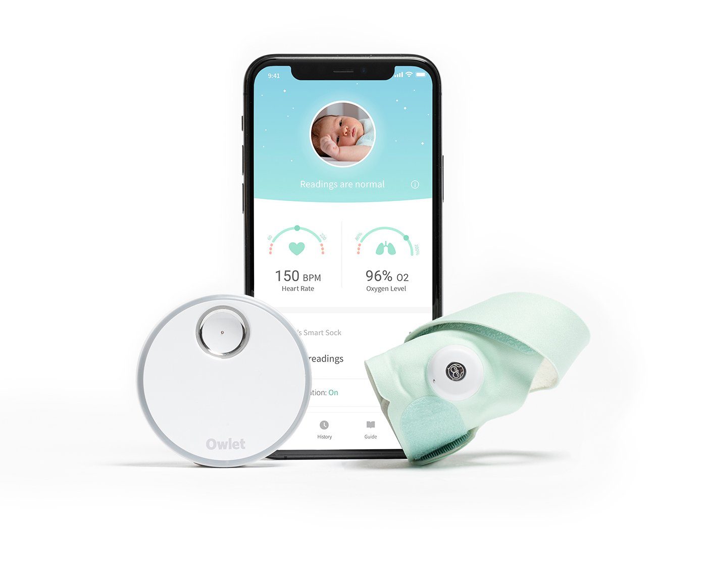 Herzfrequenz 3 via App Original-Mintgrün Schlaf und Tracking Smart Owlet Sock Smart - DE Baby Babyphone, von Sock, Care