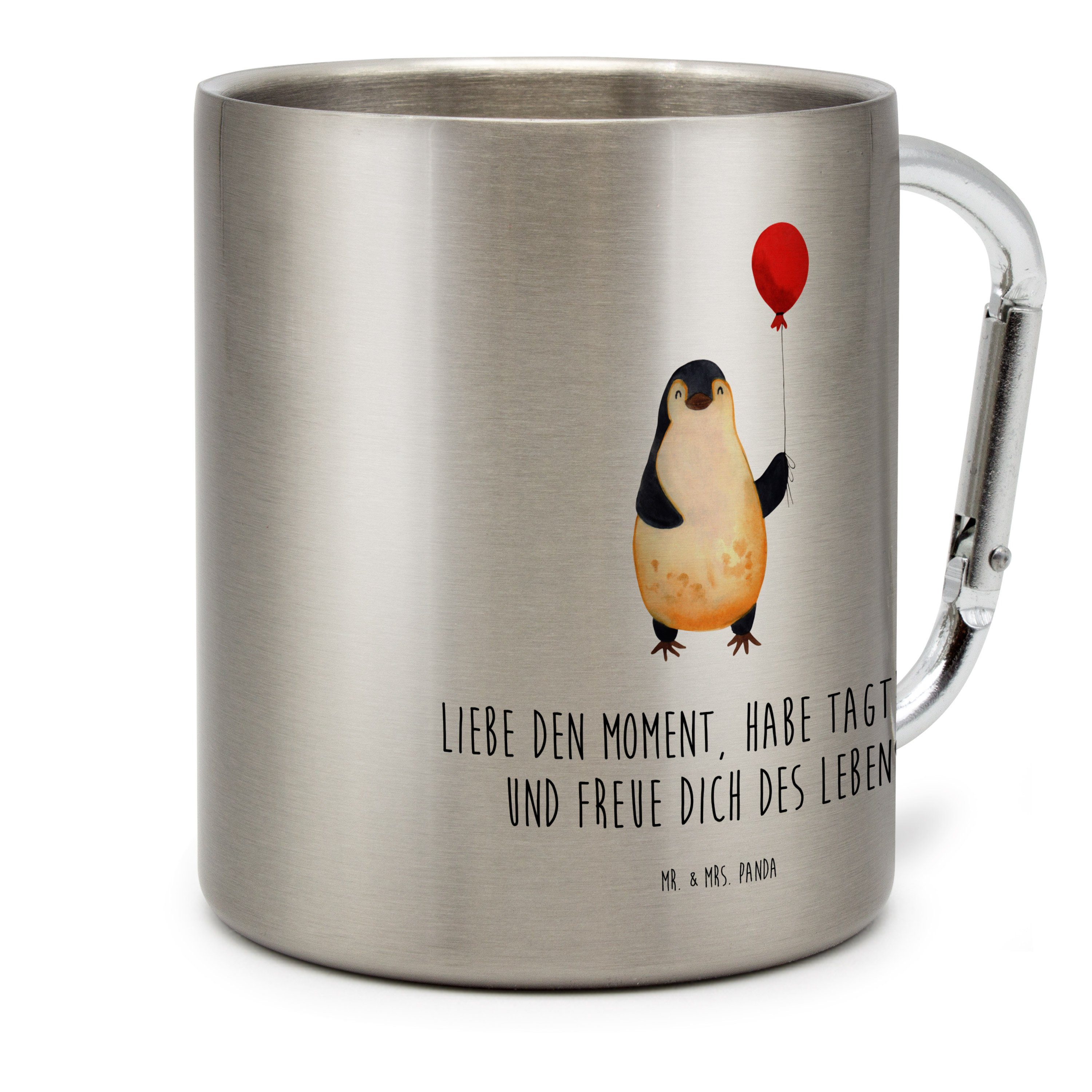 Geschenkidee, Edelstahl Geschenk, Panda Tasse, - - Leb, Tasse Luftballon & Mr. Transparent Pinguin Mrs.