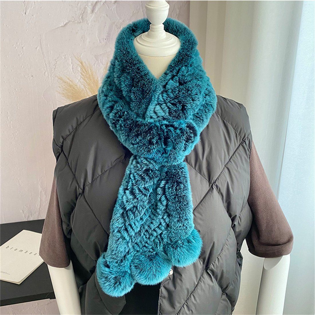 DÖRÖY Modeschal Damen Winter Kunstpelz Reversible Plüsch Schal, Mode Warm Kreuz Schal grün | Modeschals