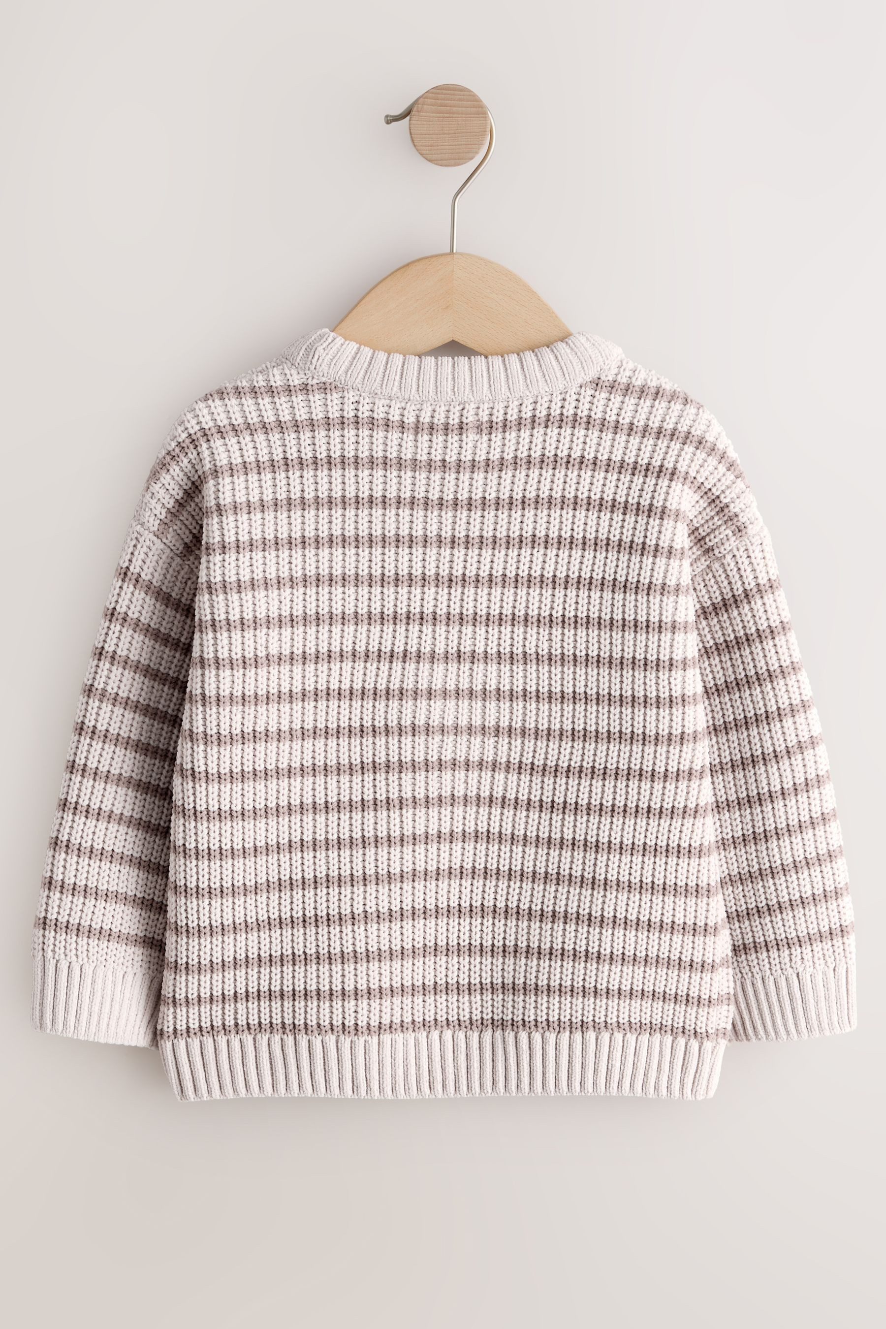 Next Rundhalspullover Gestrickter Rundhalspullover mit Streifen Chenille (1-tlg)
