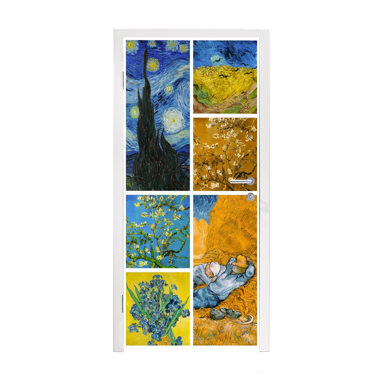 MuchoWow Türtapete Van Gogh - (1 St), - cm 75x205 Tür, Collage Fototapete Alte bedruckt, Matt, Türaufkleber, für Meister