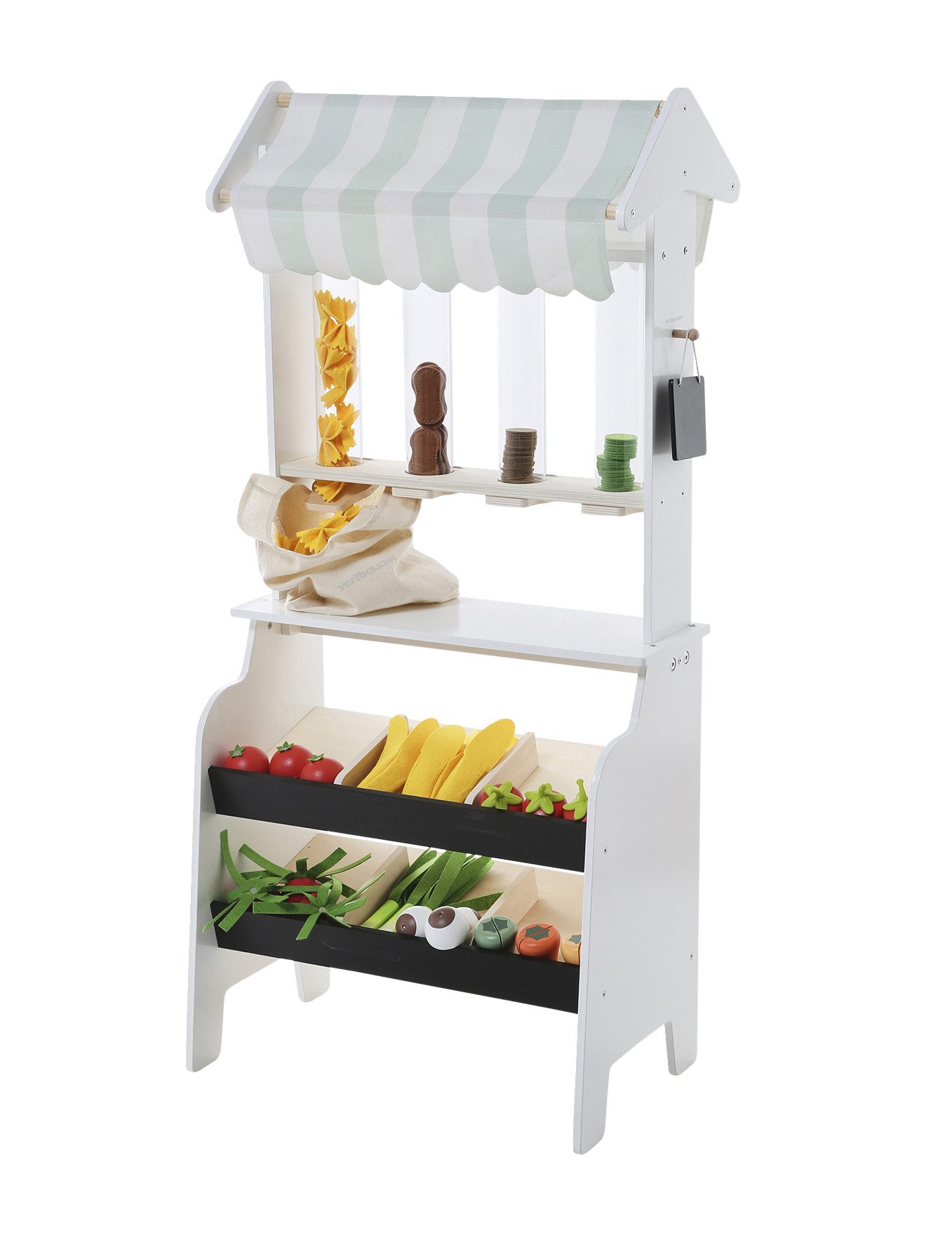 vertbaudet Spielküche Kinder Marktstand mit Obst und Gemüse, Holz FSC® Holz